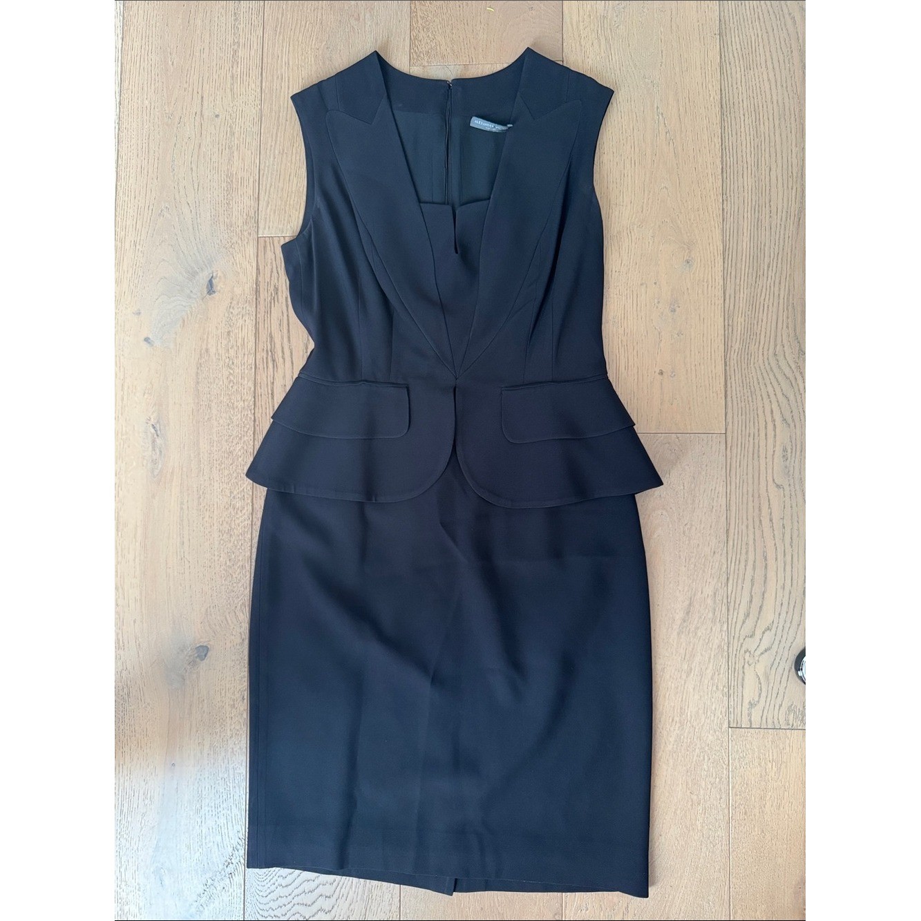 Alexander McQueen black Peplum Sleeveless Sheath lapel Mini Dress