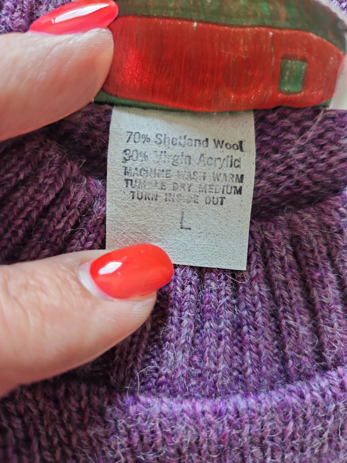 VTG NOS 70s Prego II Preppy Purple Shetland Wool Blend Pullover Sweater Large