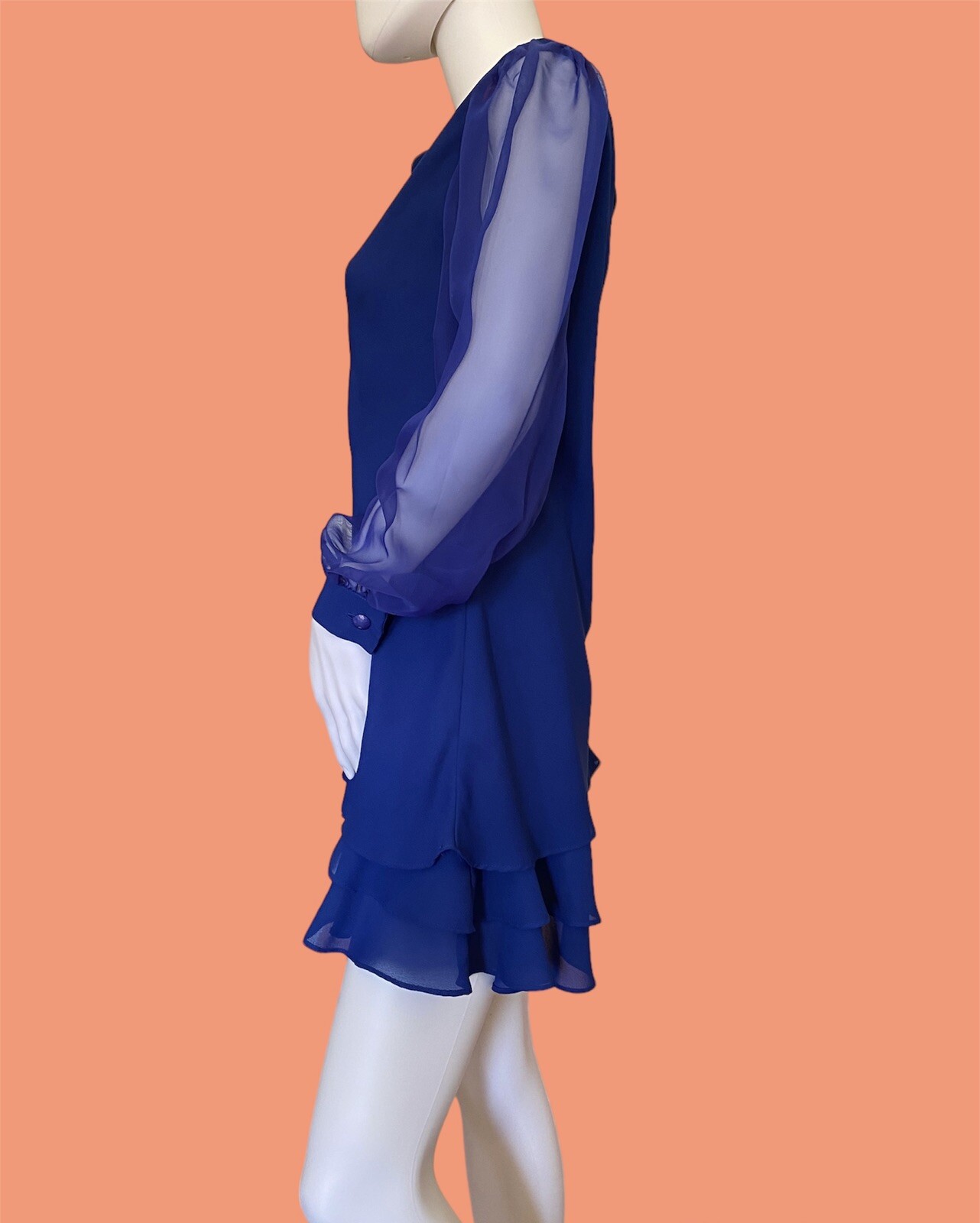 Vintage 1990s Hampton Nites Petites Blue Sheer Dress