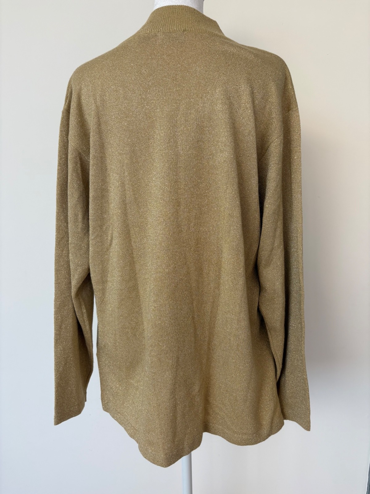 Vintage Gold Metallic Knit Top M Shimmer Hong Kong