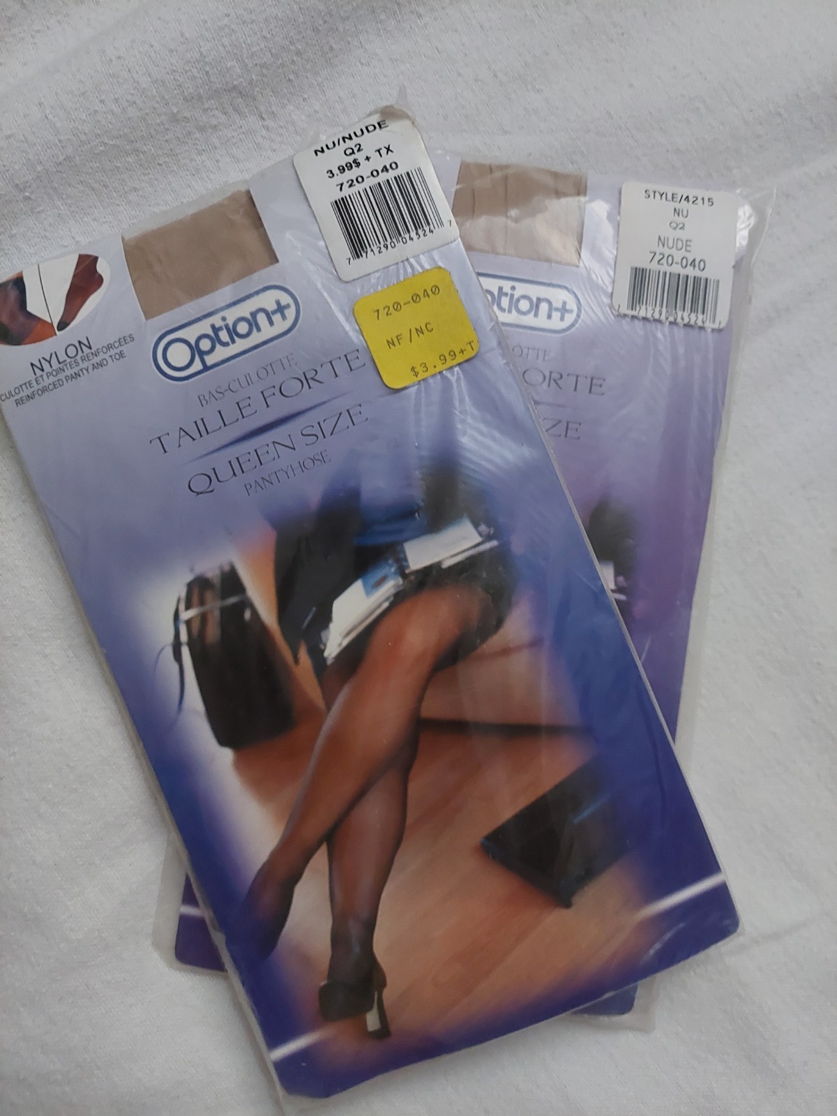 Vintage Pantyhose Option Color Nude 2x Queen Size BBN1