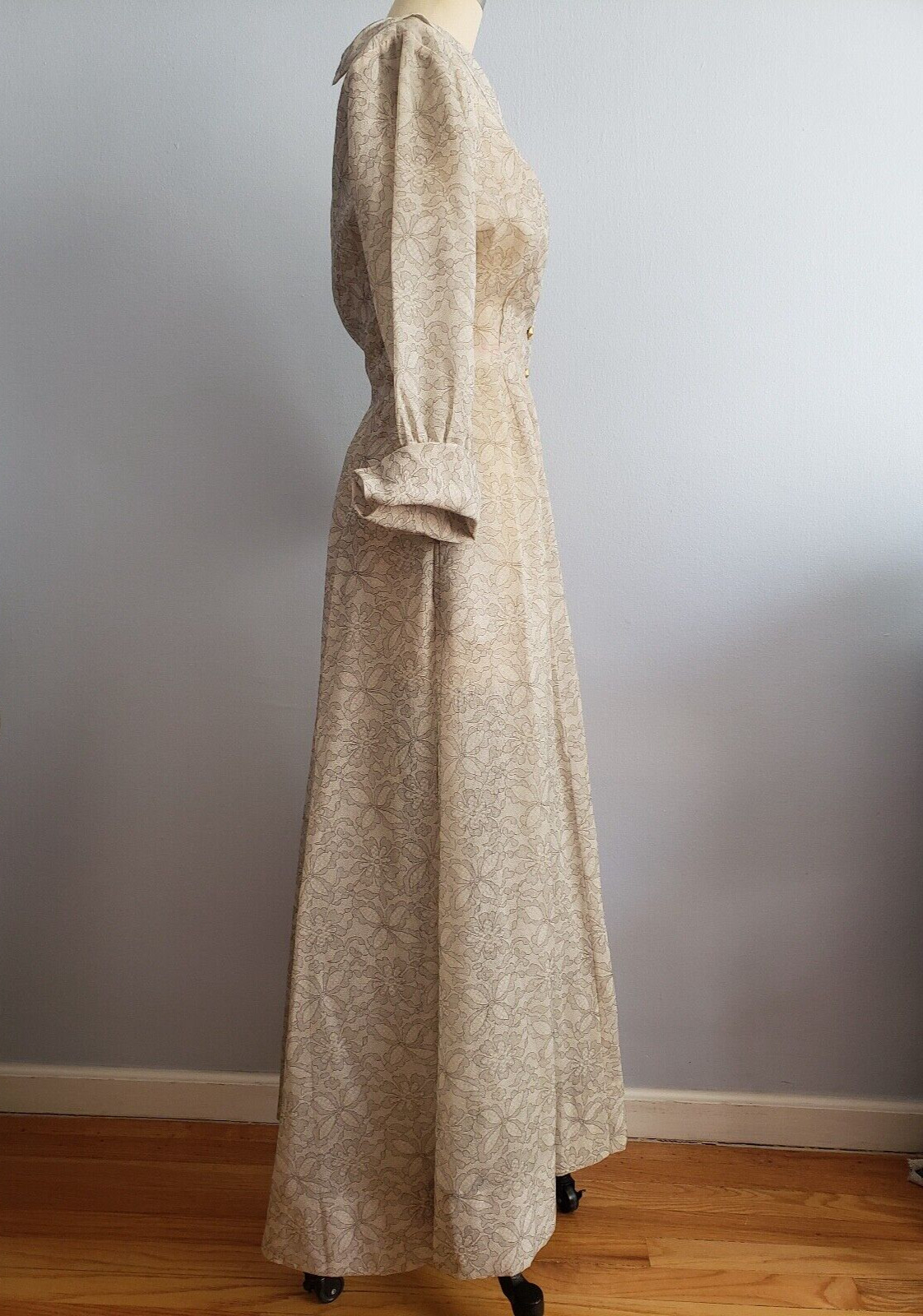 Vintage By Peer Lace Print Organza Peignoir Negligee Robe Small See Measurements