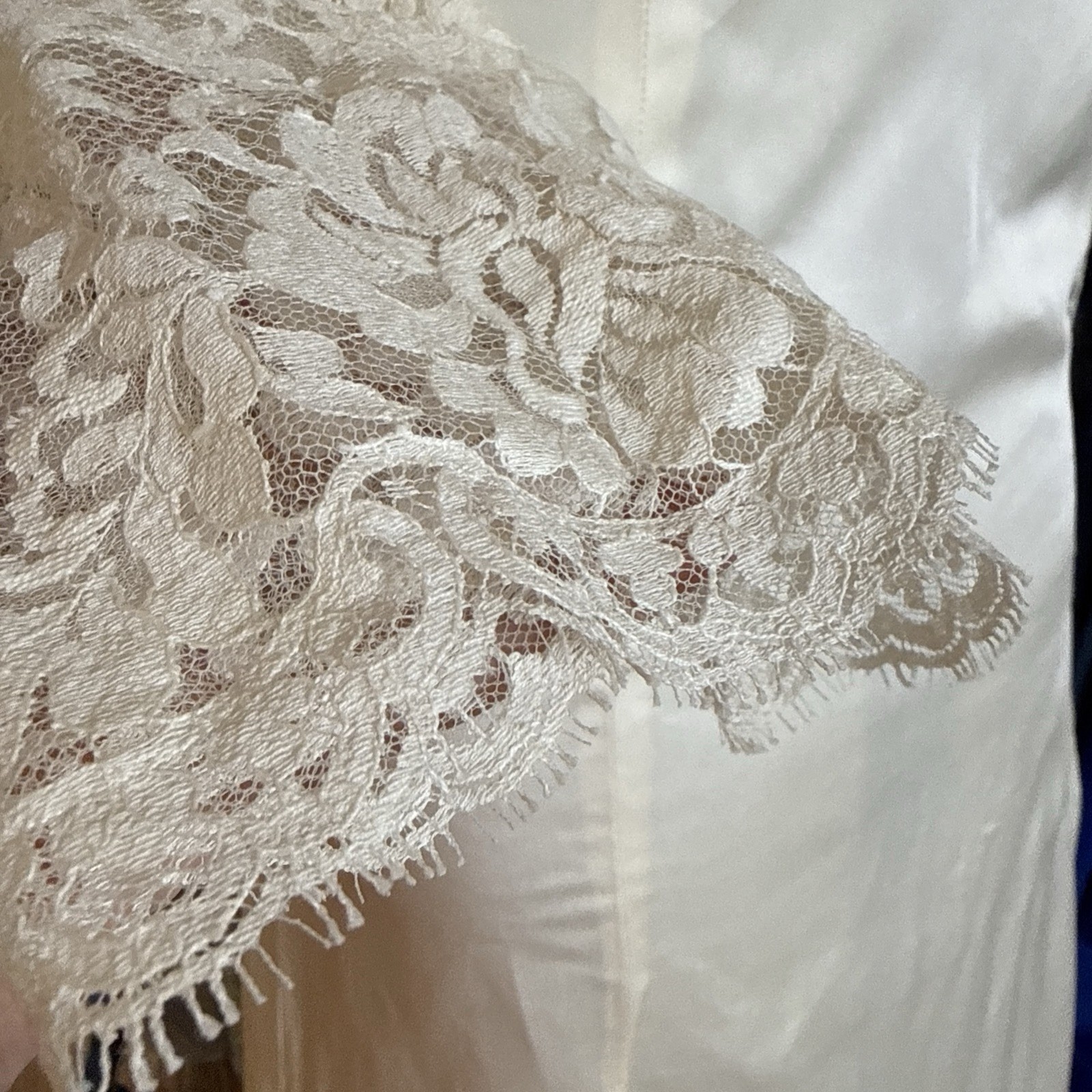 VTG silk wedding gown handmade from 1969 watteau lace train over 7 ft sz 8