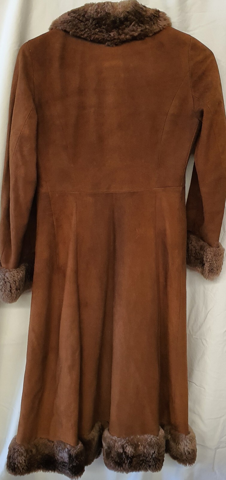 Vintage Lisal Melbourne 1970s Afghan Suede Coat with Lambs Wool Cuffs Collar SzS