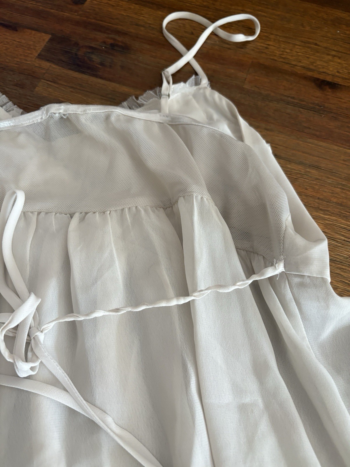 Vintage Flora Sheer Camisole XL Light Gray Babydoll Nightie Floral Design 1990s