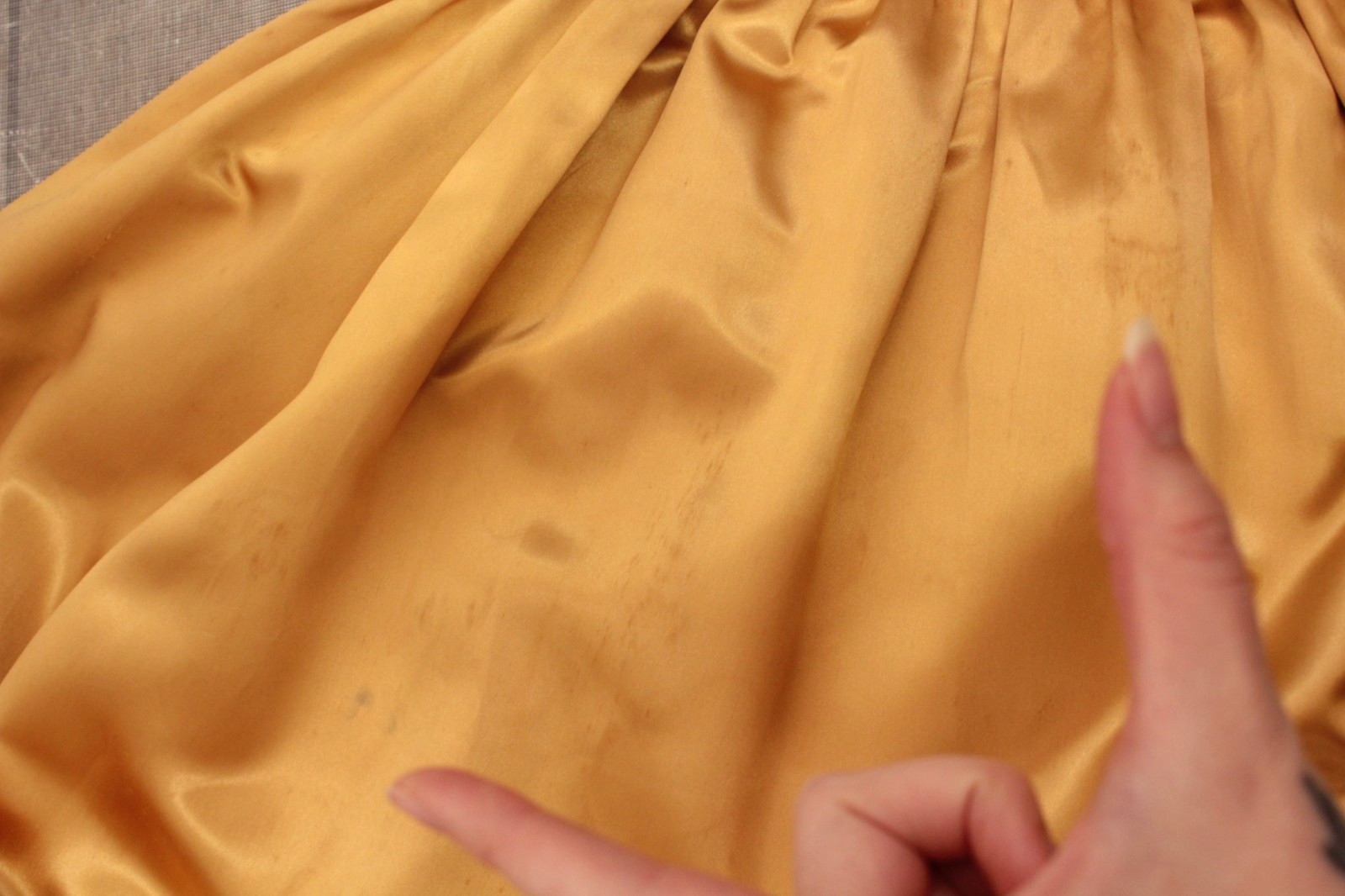 Vtg Women’s 40s Yellow Gold Formal Satin Gown Sz XS/S 1940s Party Prom Dress