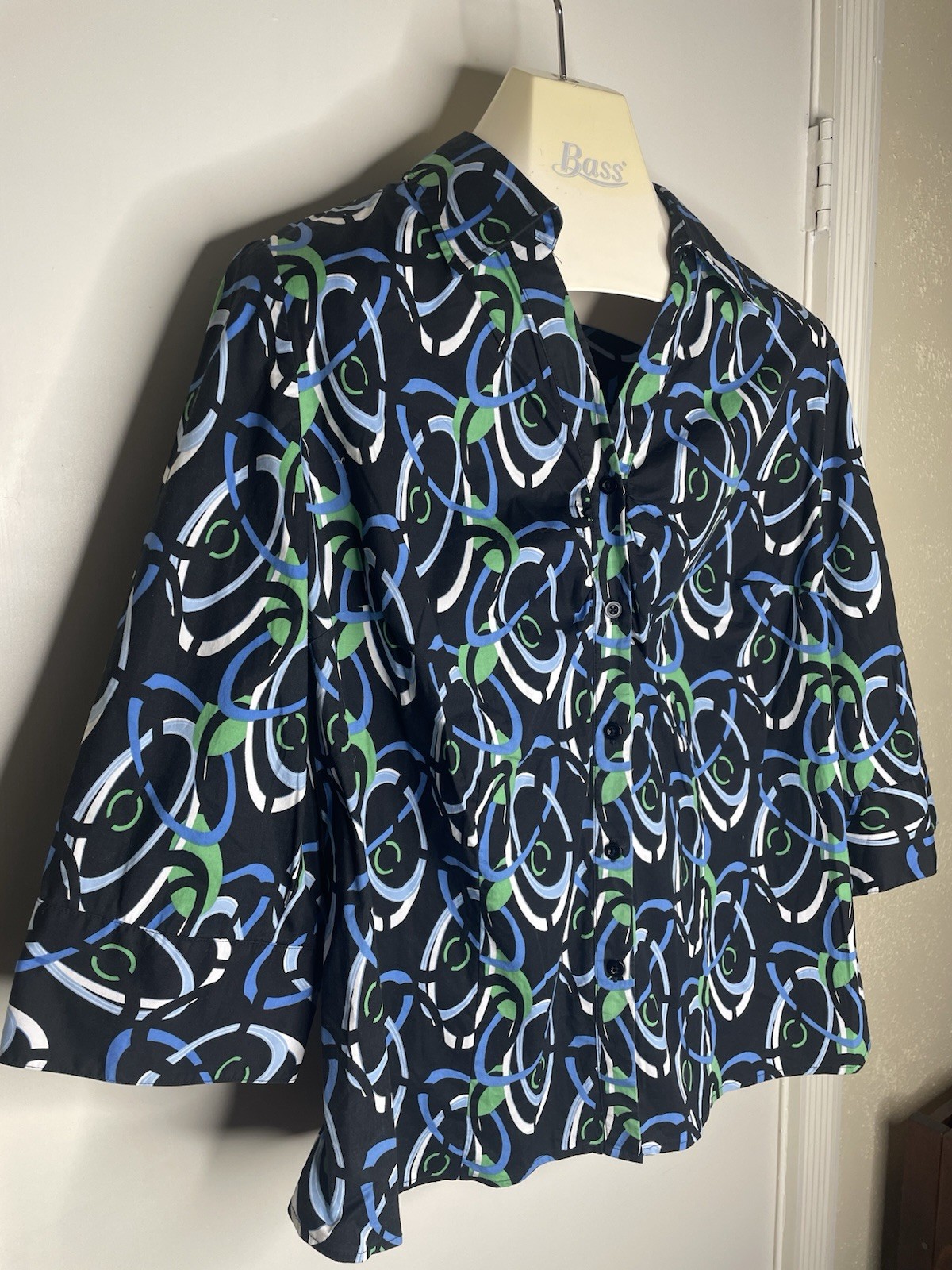 Lane Bryant Plus Size 18/20 Secretary Church Office Button Up Black Top Blouse