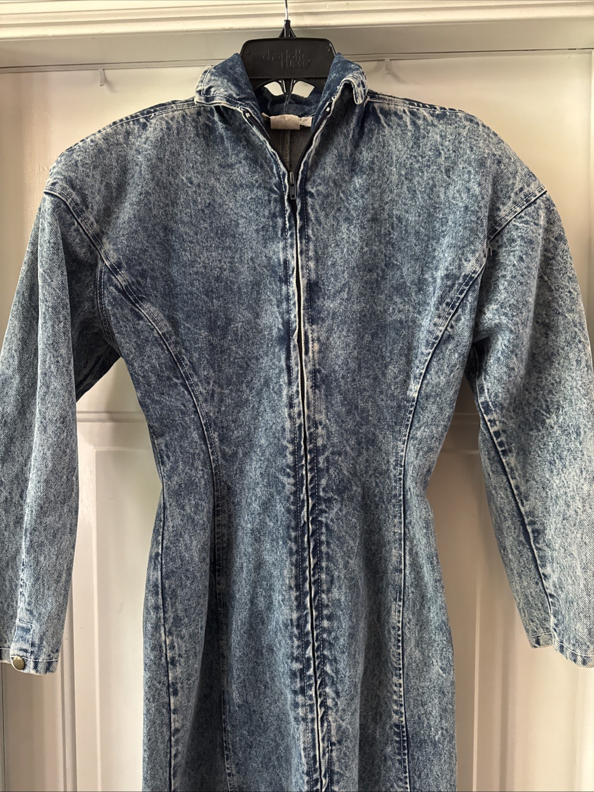 VTG 80’s Paris Blues Acid Washed Denim Full Zip Dress USA 1065C 6012 Size 11