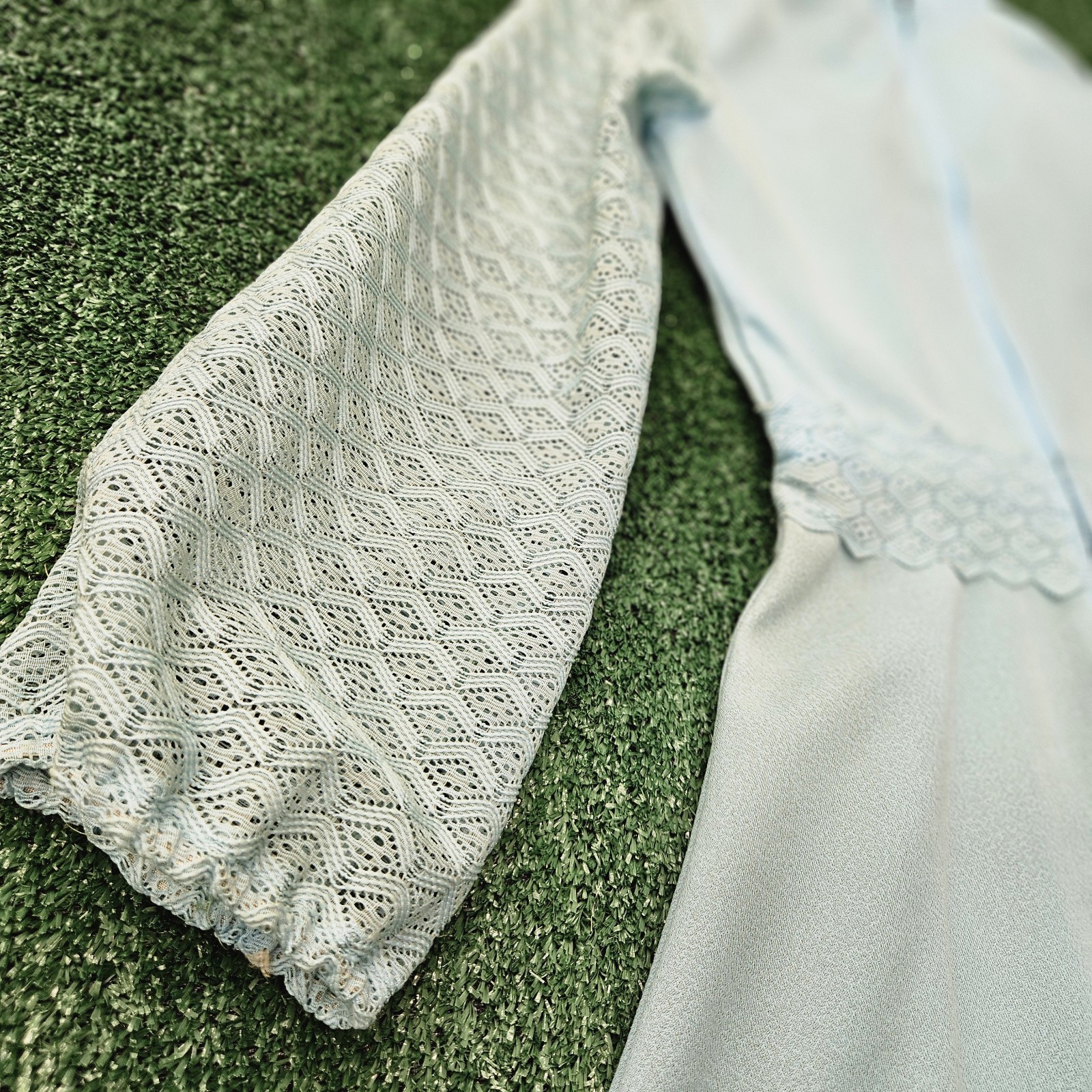 Vintage A Line Dress Button Collar And Lace Puff Sleeves Size S See Description