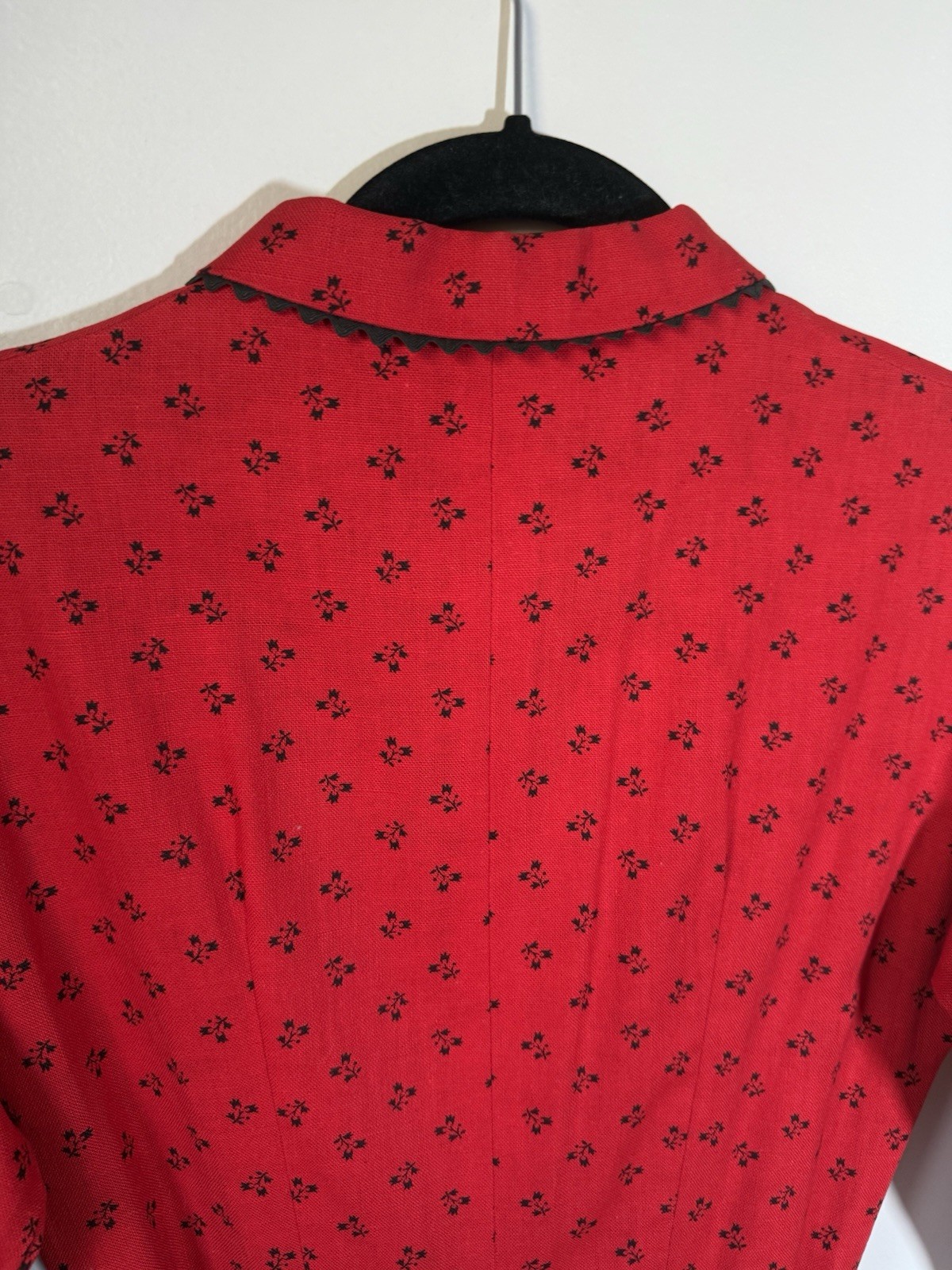 Vintage Lanz Original Red Floral Button Front Dress 1950s-60s Austrian Style S