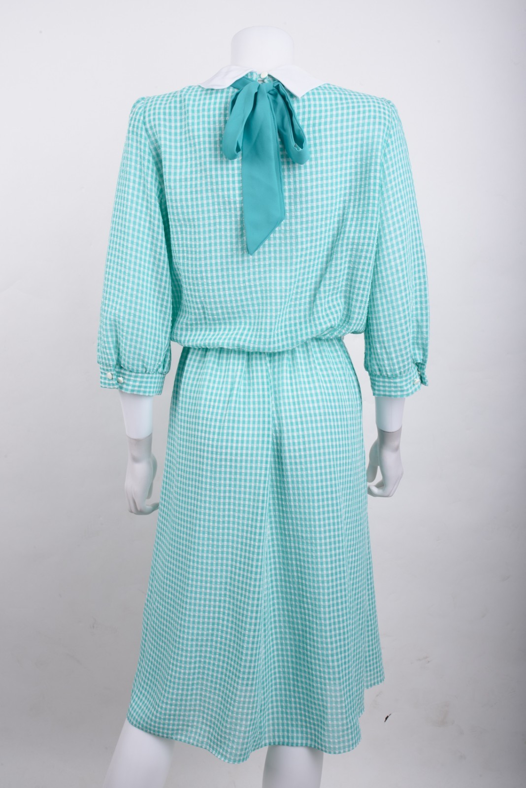 Vintage Breli Originals Womans Dress Size 10 blue Green Gingham Check Peter pan