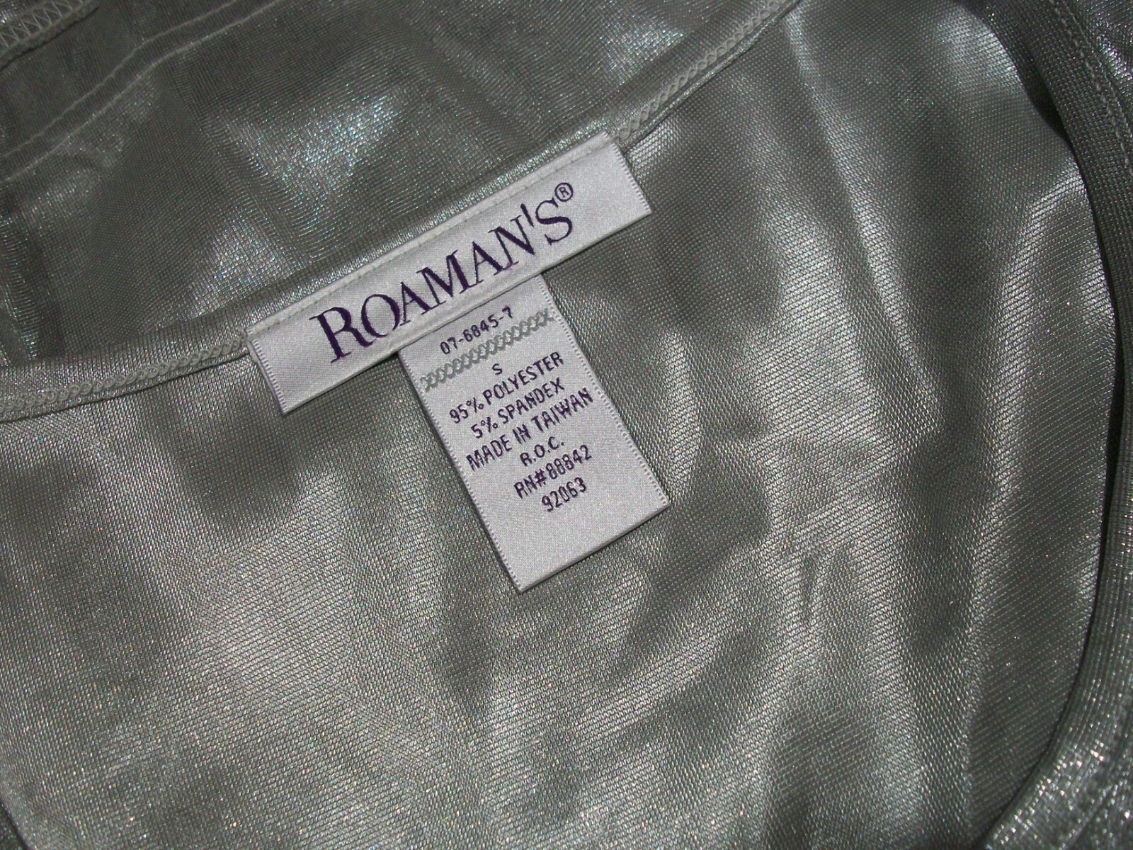Vtg Silver Metallic Satin Camisole Tunic Top S M