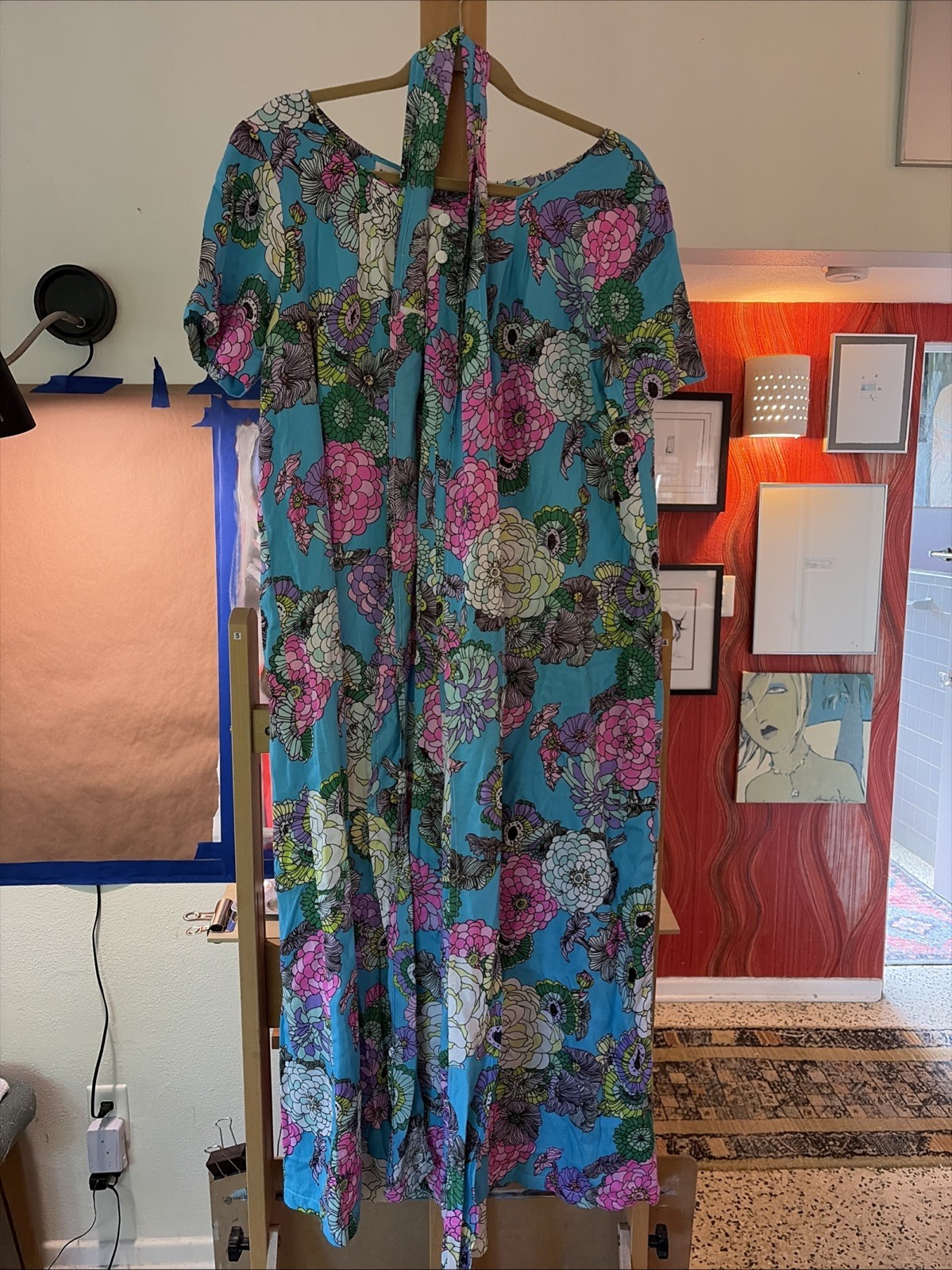 Mumu Hawaiian Floral Dress Vintage, Made in Hawaii, Size 14-16
