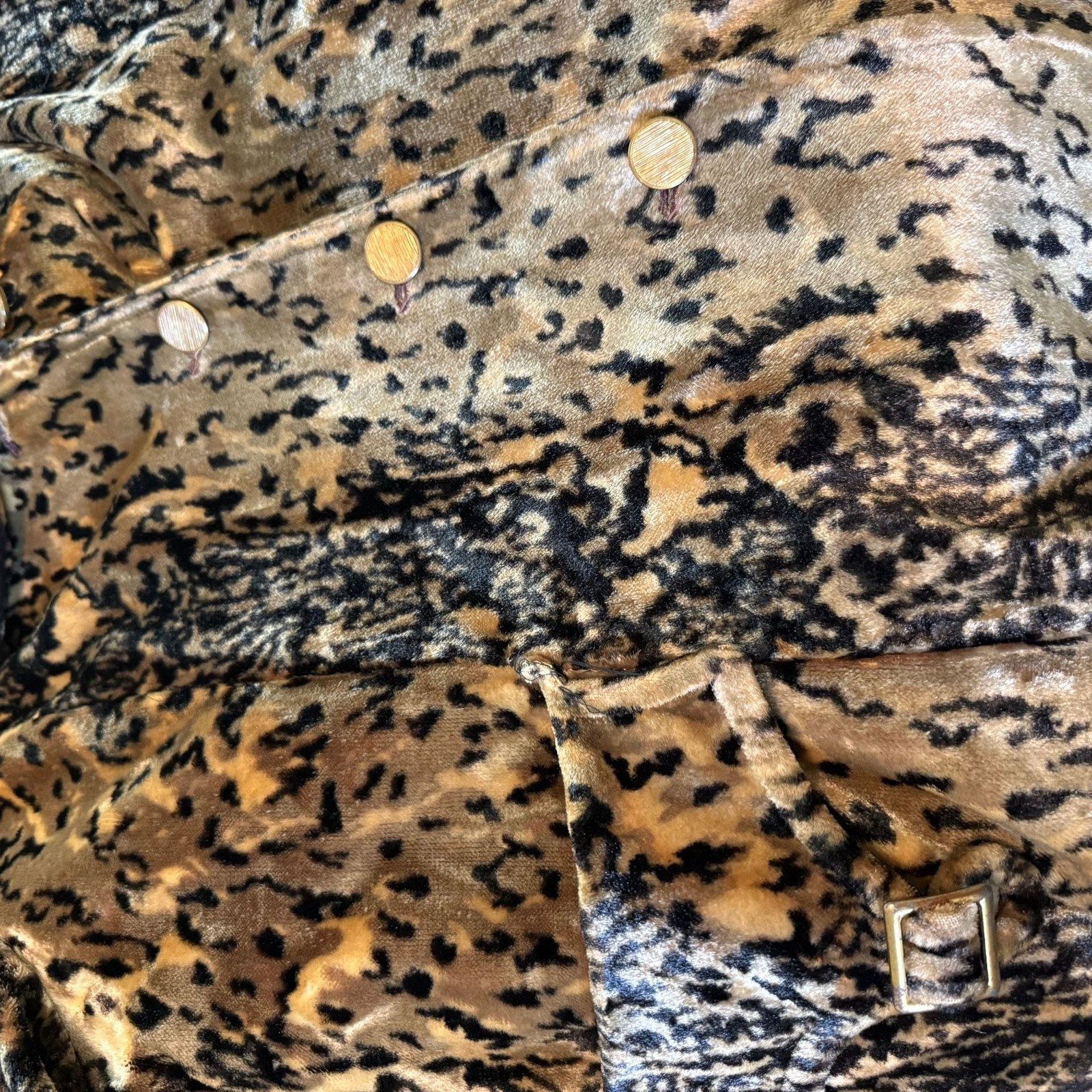 Vintage 1960s Leopard Print Velvet Coat with Faux Fur Trim