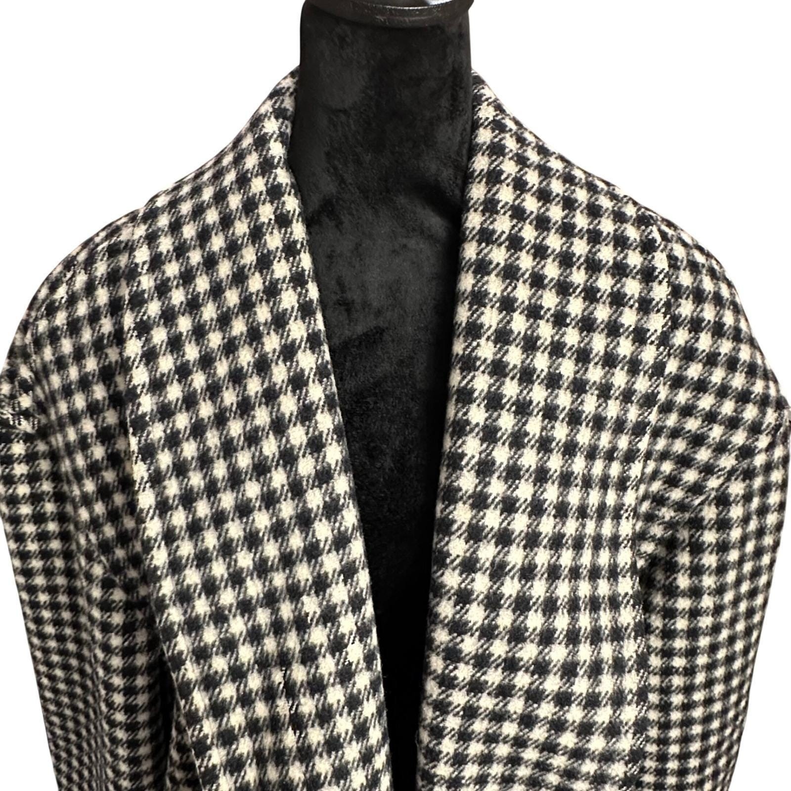Wellington Fashions Vintage 80’s Houndstooth L Coat Black White Wool Blend