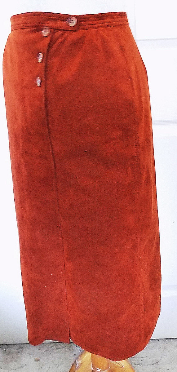 Vintage 70s Rust Ultra Suede Don Sayers Skirt Size 8 W26