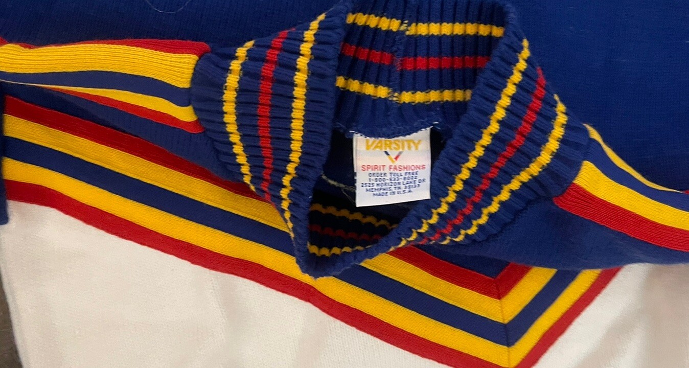 Vintage UCA 1980’s Varsity Spirit Fashions Cheer Sweater Made in USA Size 36