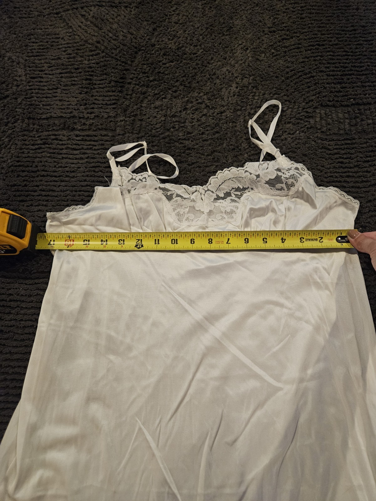 Vintage White Vassarette lace-trimmed garment is size 38 28/44 Long Classic