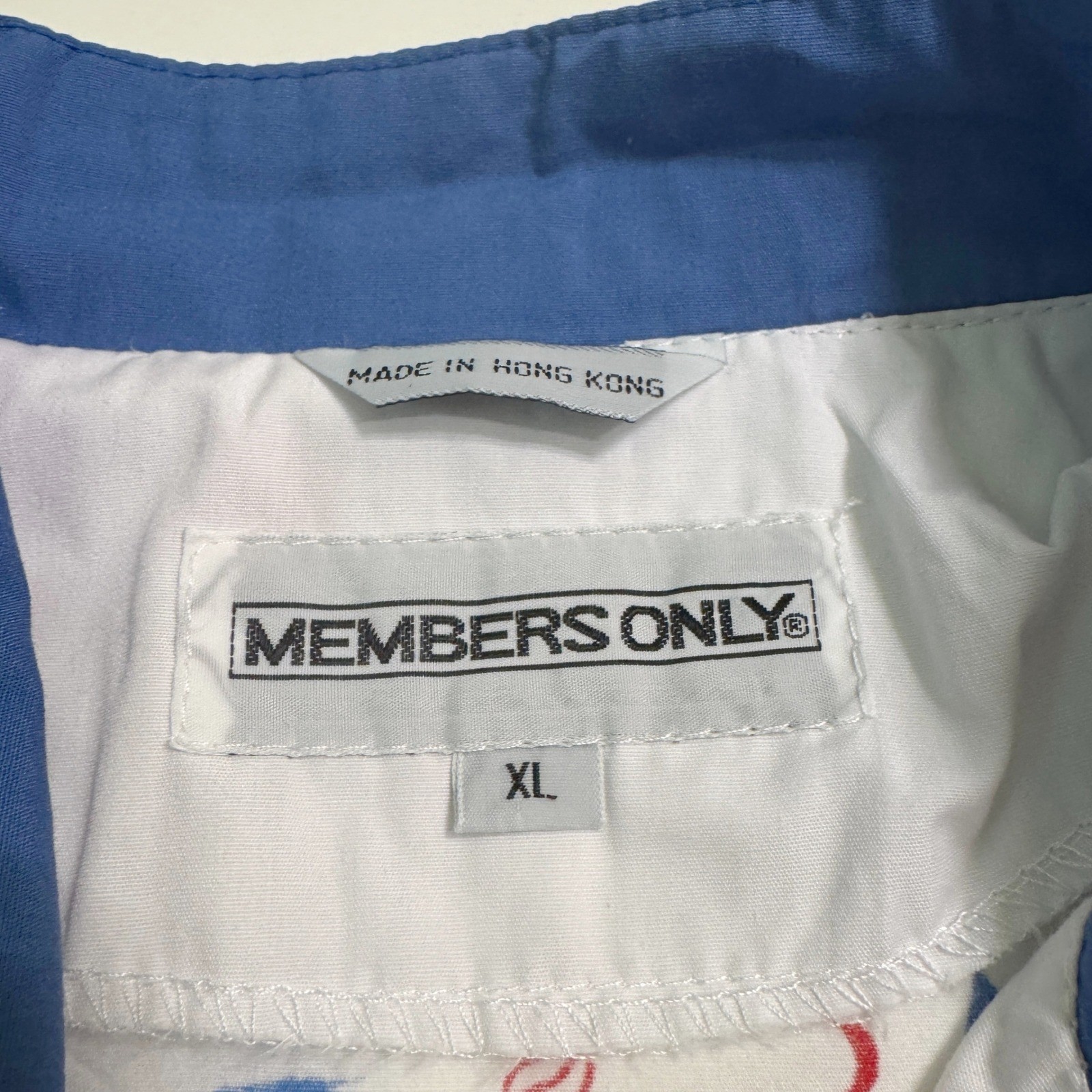 Vintage Members Only XL Blue Colorblock 90s Abstract Geometric Pullover Jacket