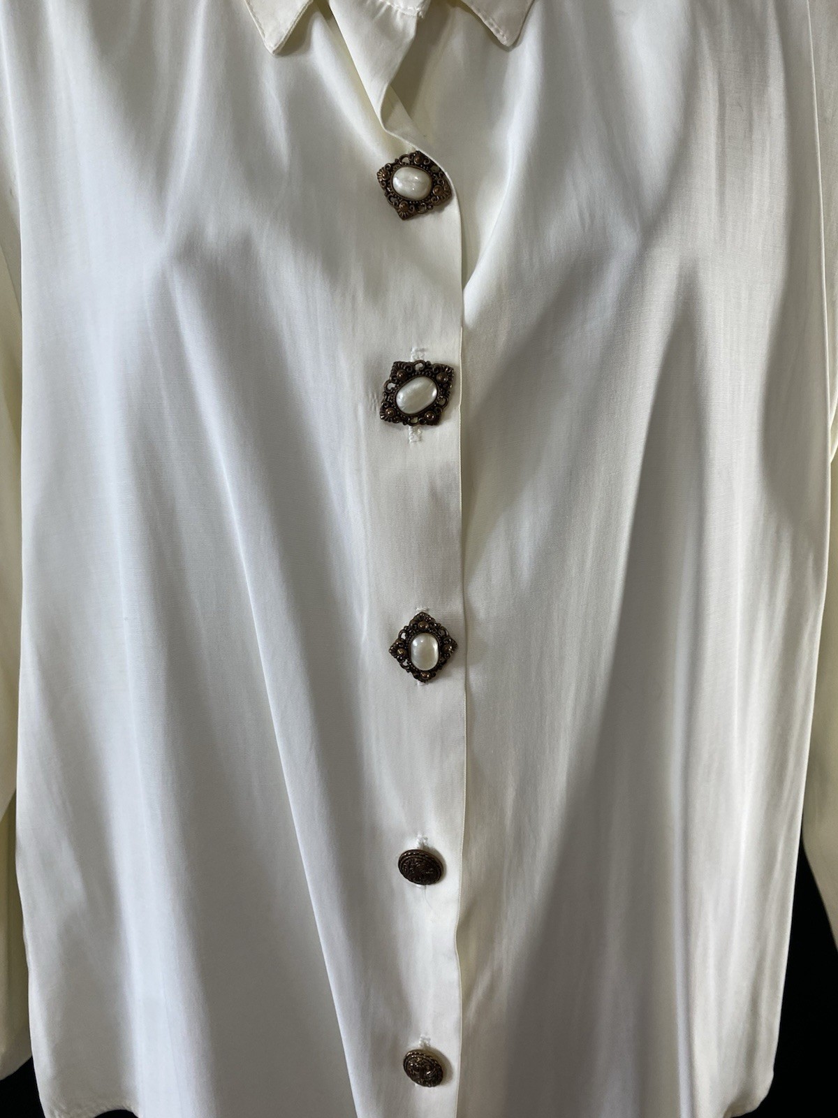 Vintage Pandora Casuals Womens Victorian Button Up Shirt Size Large Royalcore
