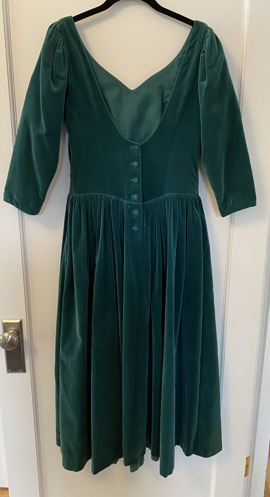 Vintage 1988 Laura Ashley Green Velvet Dress US Size 10