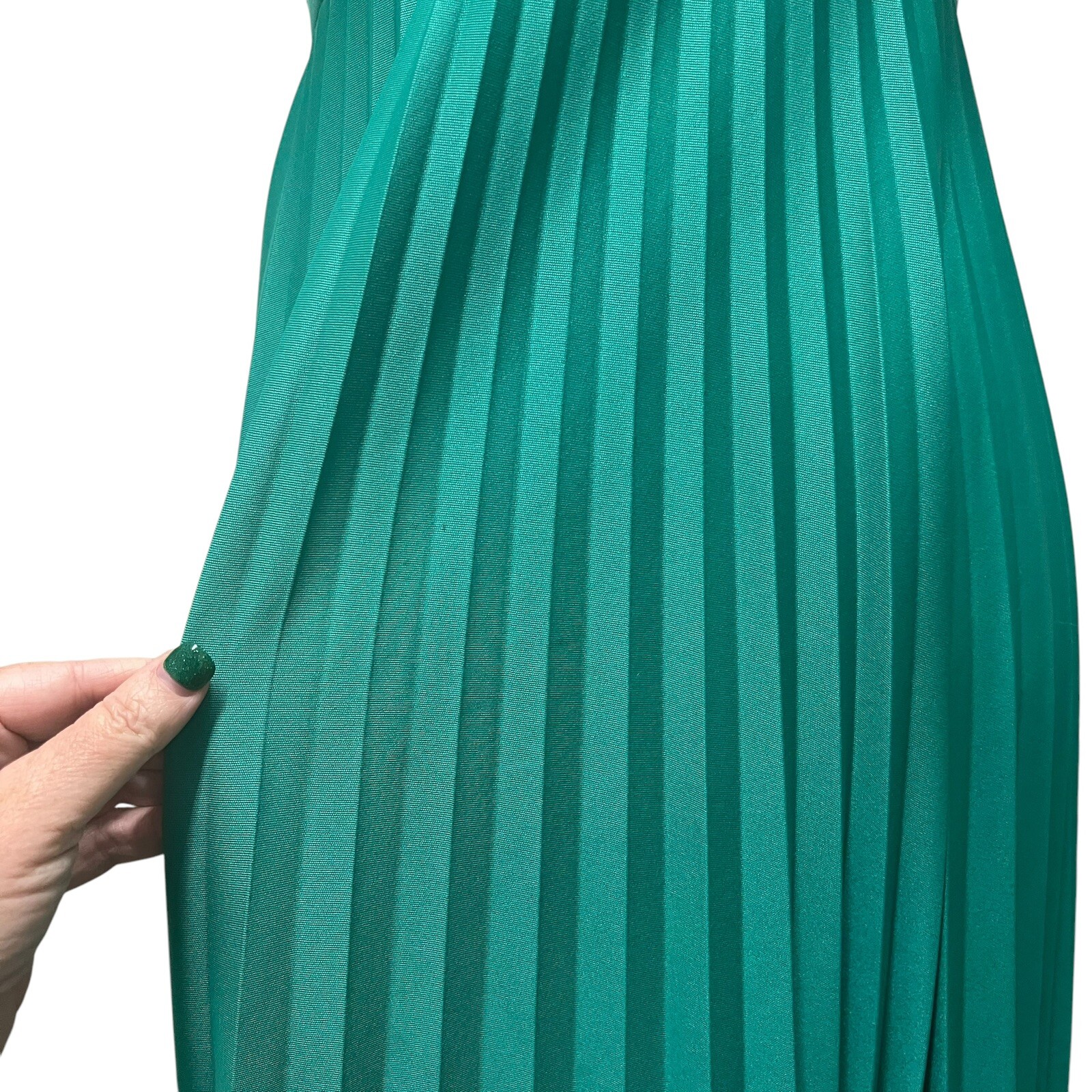 Vintage 1970’s Jac-An Green Pleated Maxi Dress Sleeveless **Please Read**