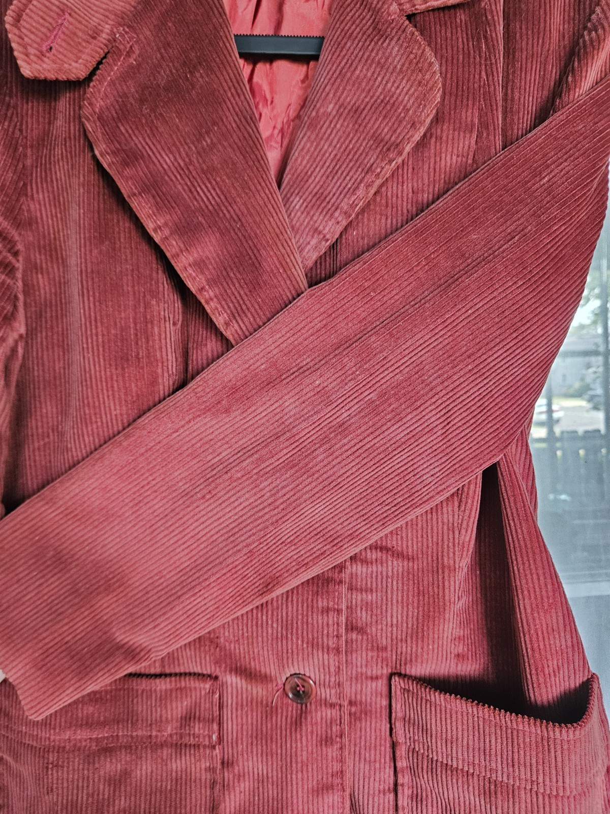 Vintage Burgundy Red Corduroy Jacket Blazer Two Button Front Dark Academia S-M