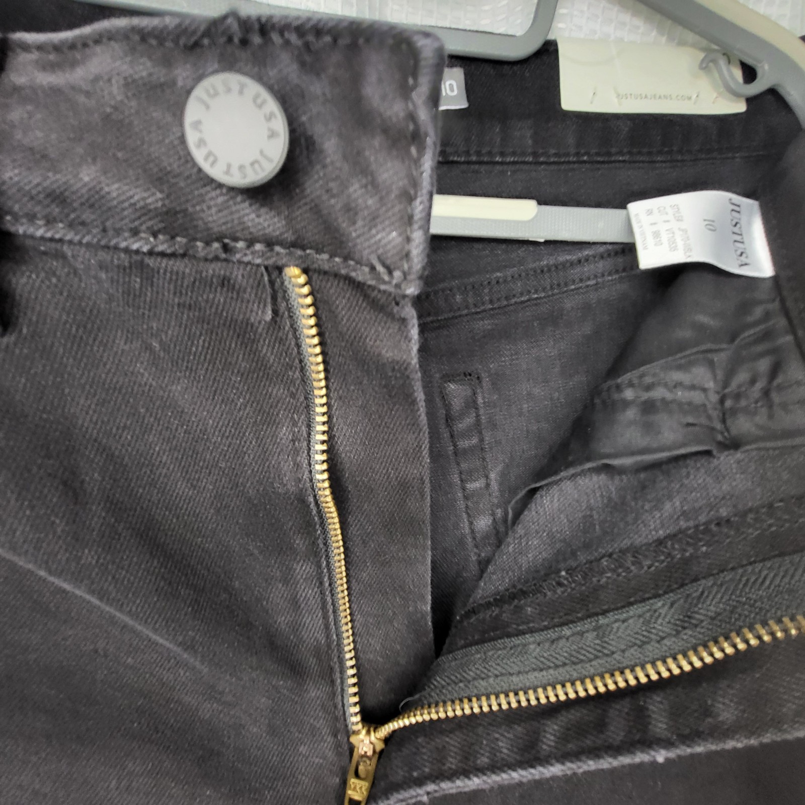 JUST USA Vintage 90s Style Y2K Denim Skinny Flare Jeans Mid Rise Washed Black 10