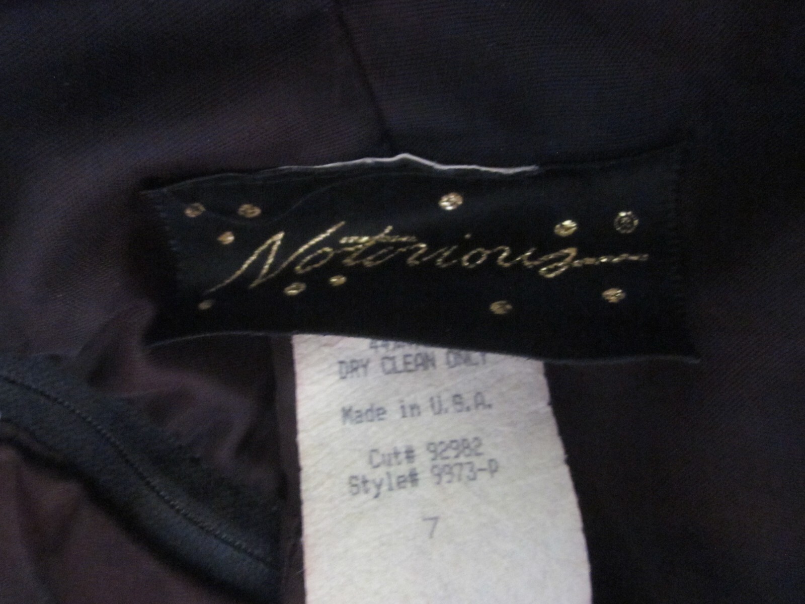 VTG NOTORIOUS Purple w/ Black Flocked Polka Dots Strapless Party Dress Sz 7