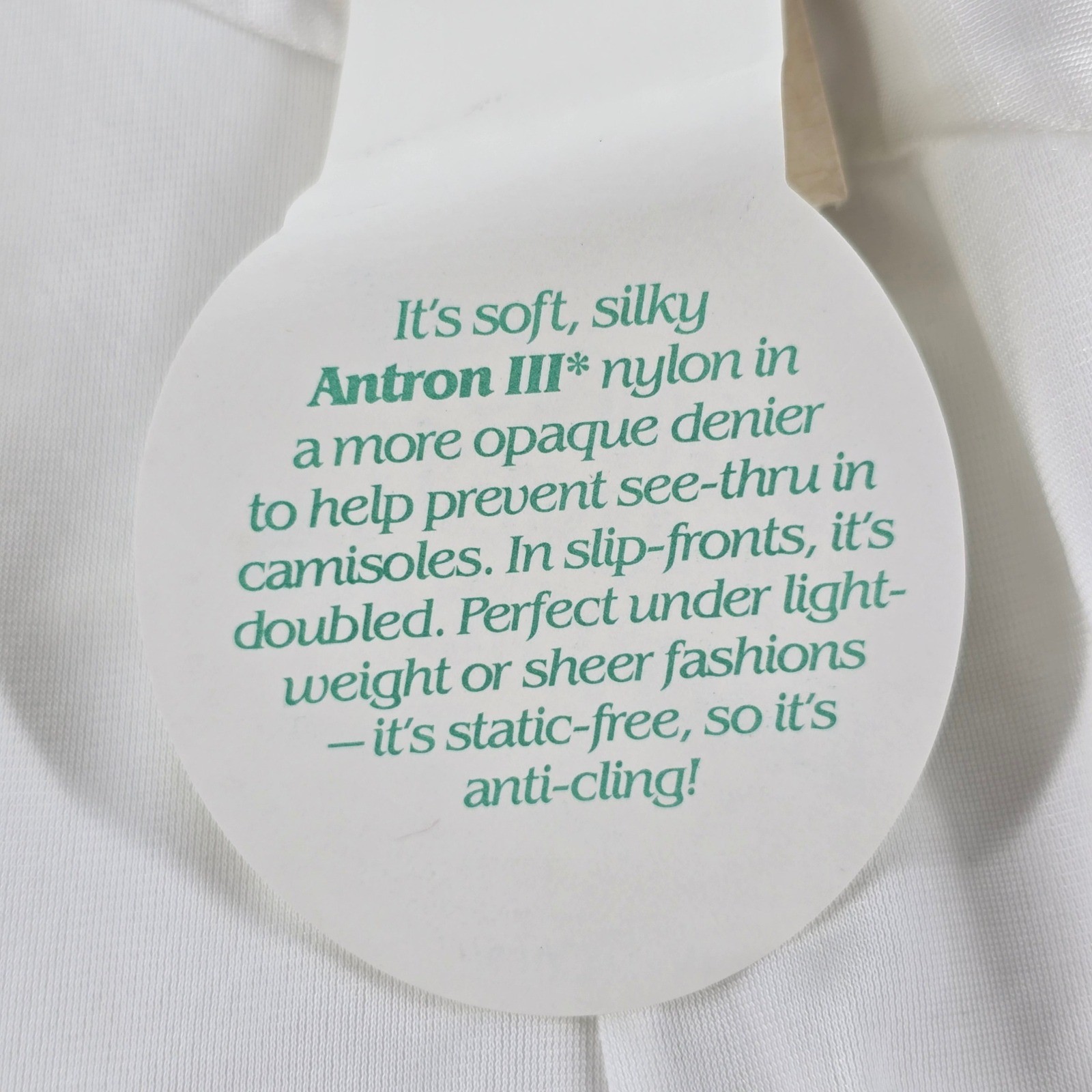 Sears Full Slip Womens 38 Short Shadow Panel White Anti-Cling Antron III Nylon