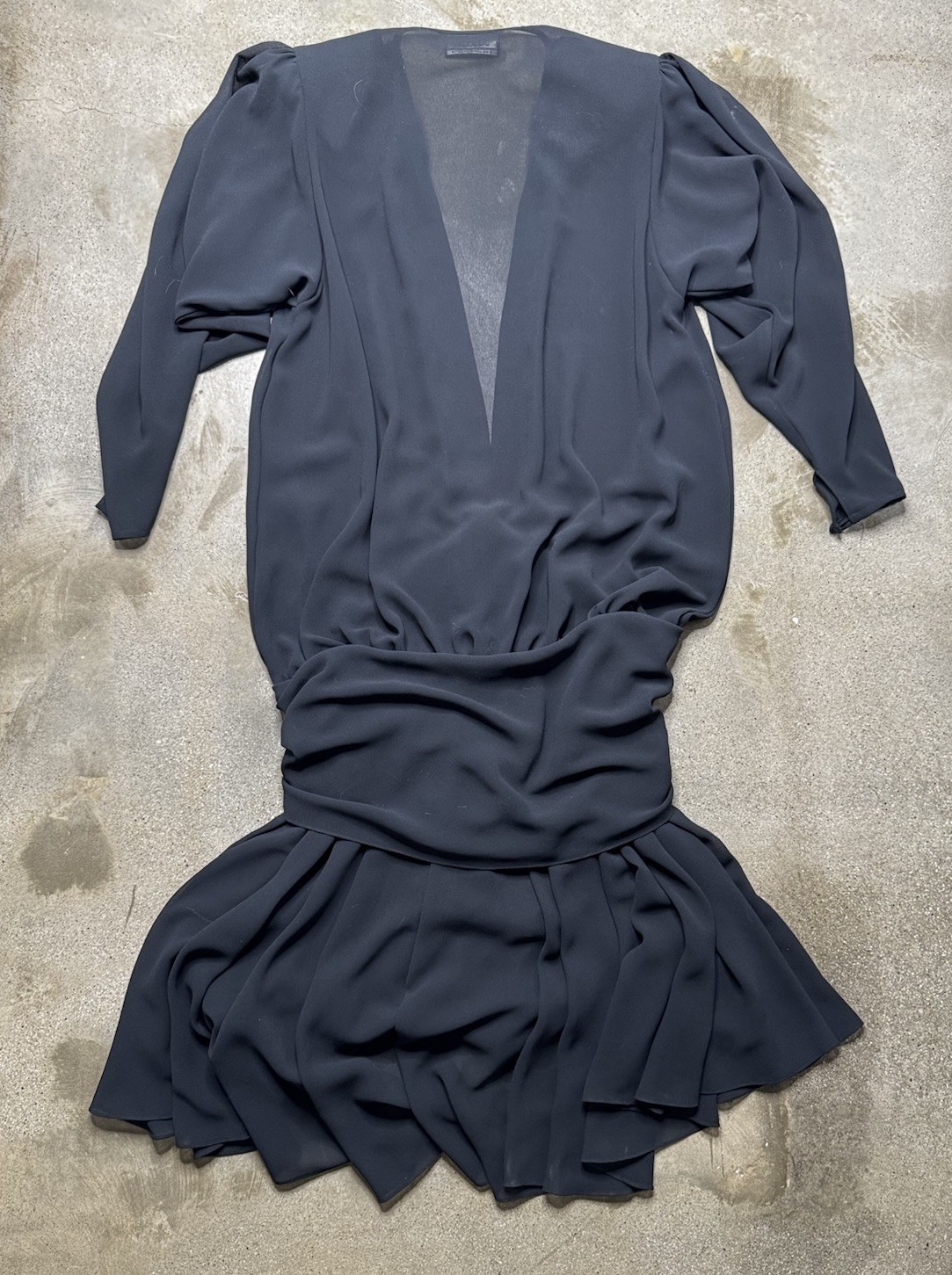 Vintage Casadei Dress Chiffon Black Sheer Drop Waste