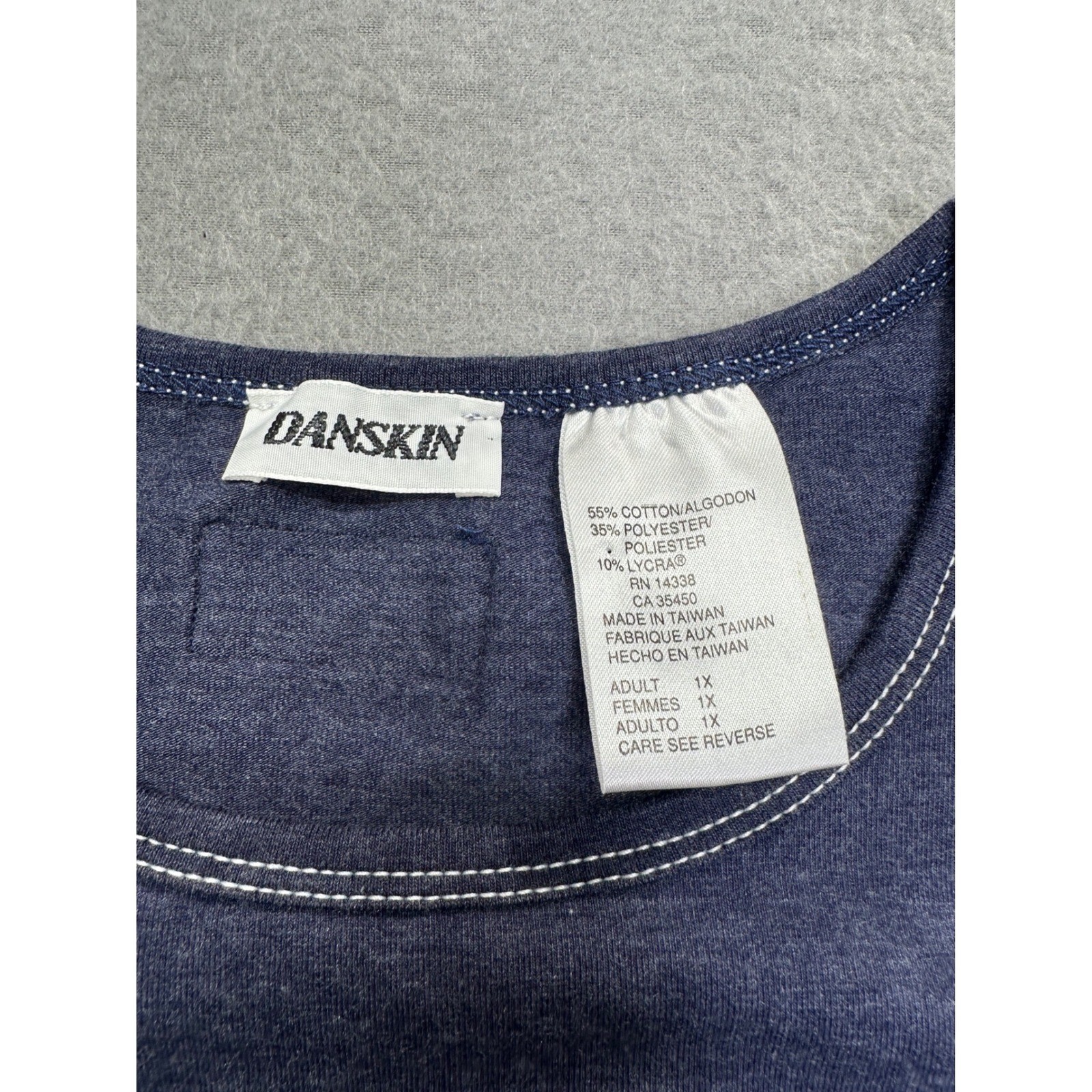 Danskin Womens Navy Heather Princess Seam Sheath Dress 1X Vintage 3441 NWT