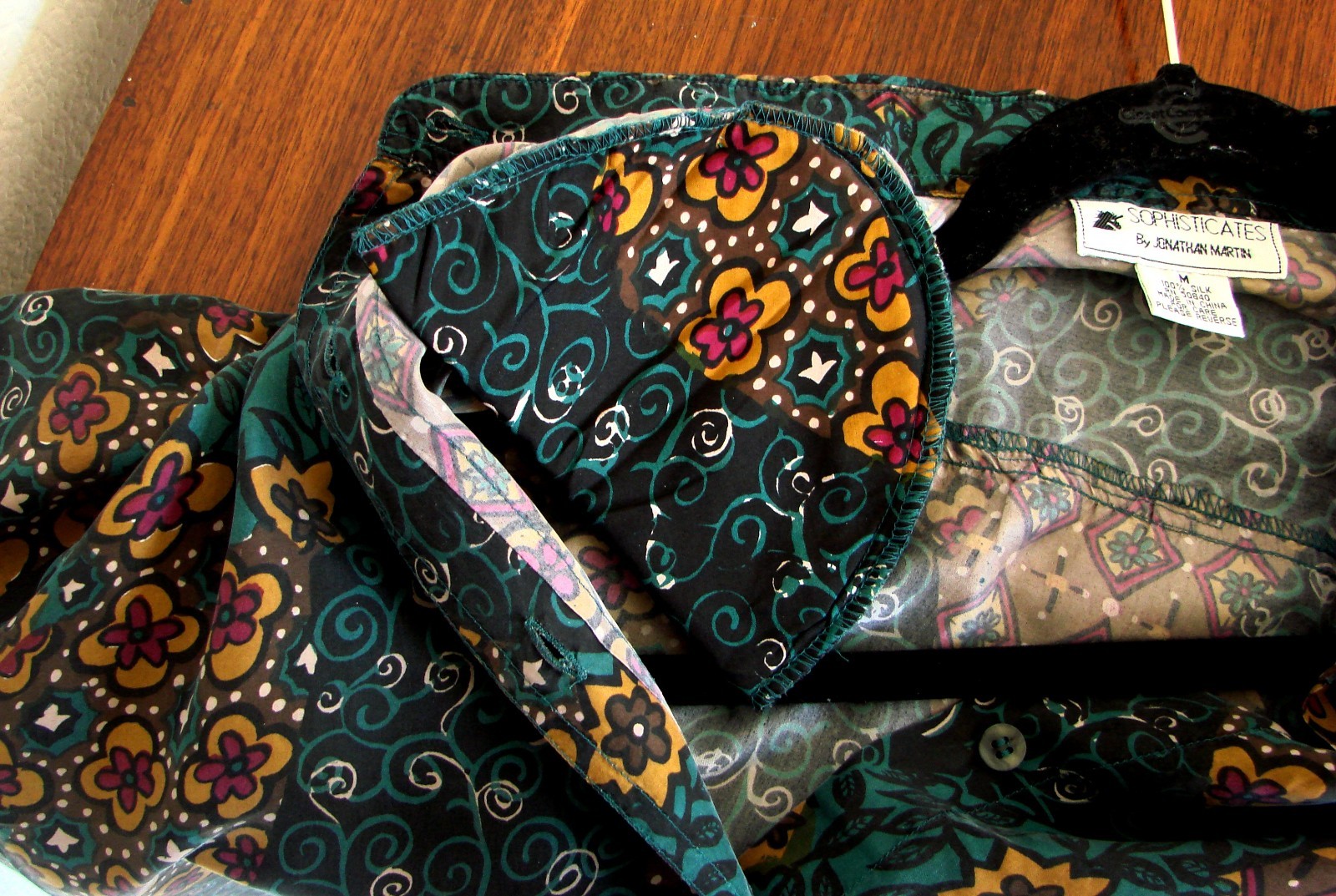 Vintage Sophisticates by JONATHAN MARTIN 80’s 90’s Colorful L/S Silk Blouse M