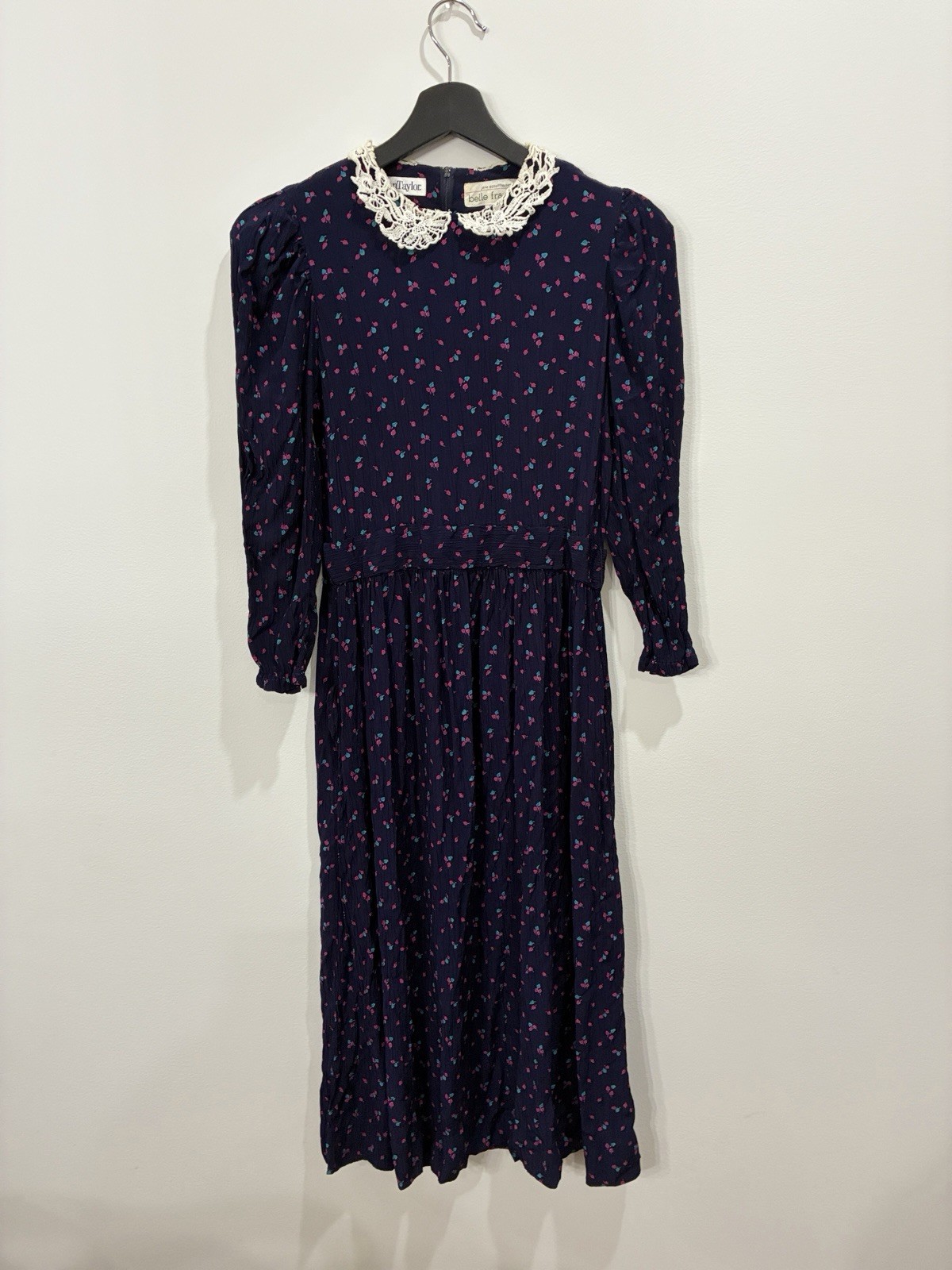 Vintage Jane Schaffhausen Peter Pan Cottagecore Collar Floral Maxi Dress Size 6