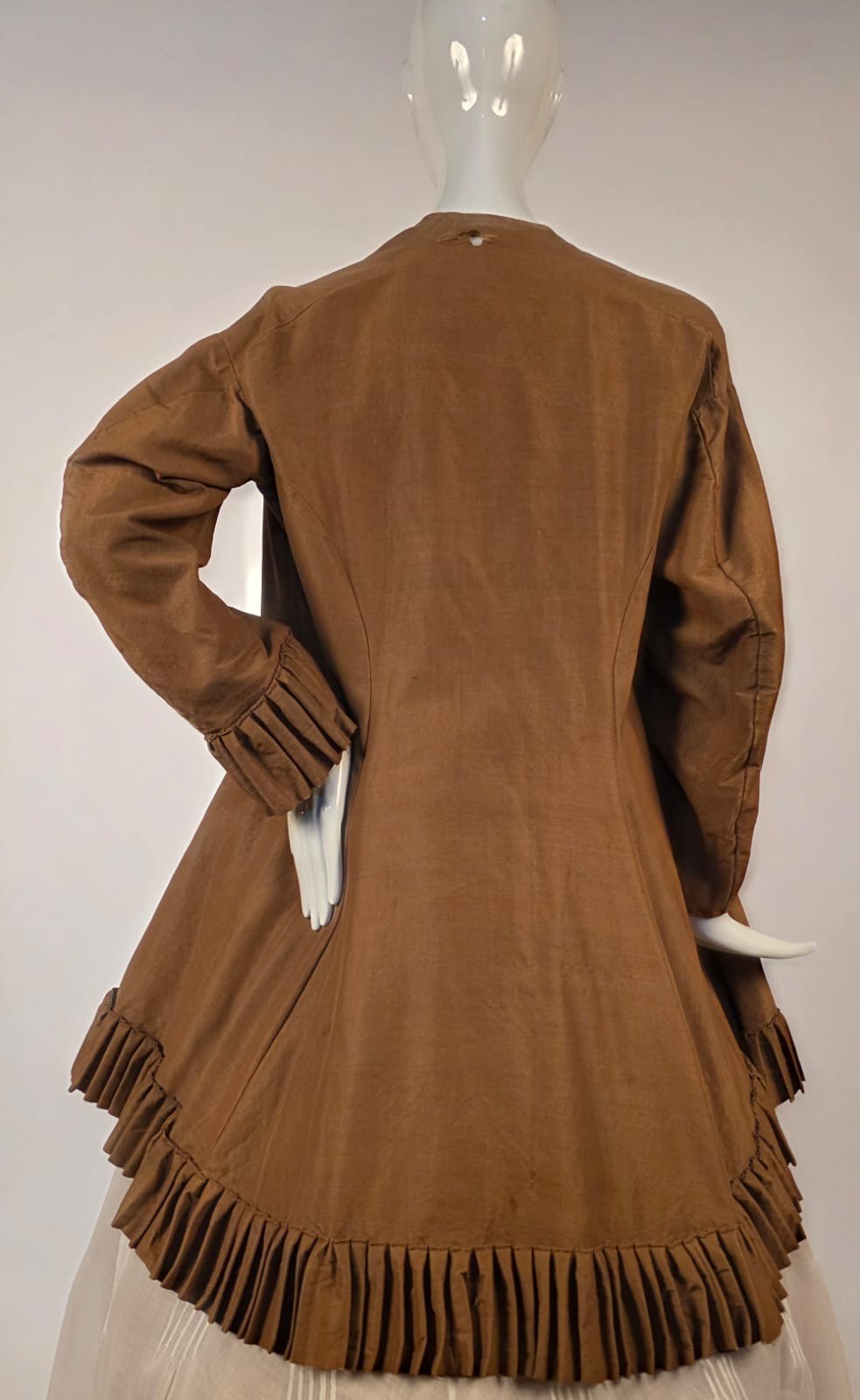 POST CIVIL WAR 1860’S BROWN JACKET W RUFFLED EDGING
