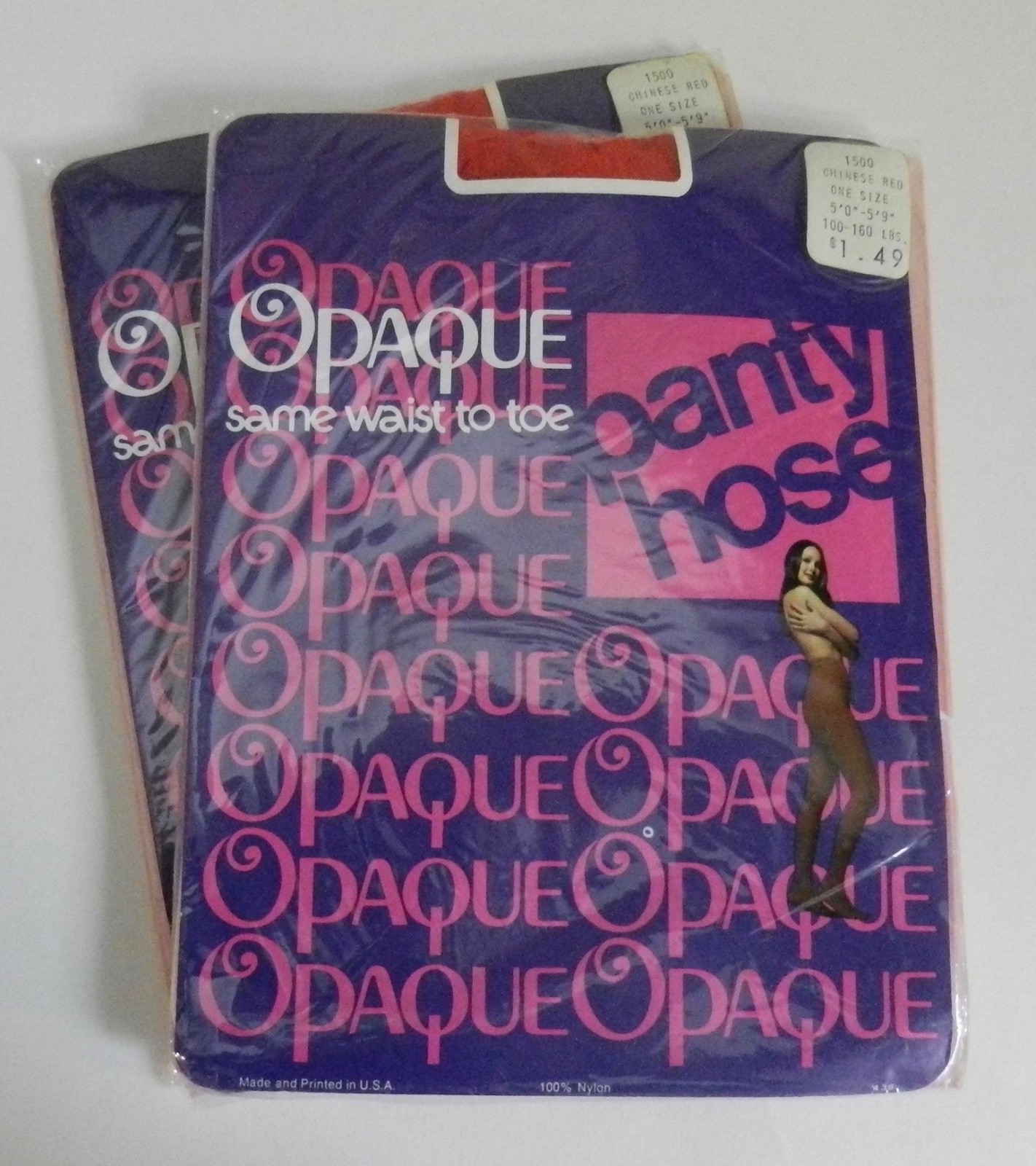 1 Pair Vintage Opaque Same Waist to Toe Panty Hose Size 5’0” to 5’9” Yellow