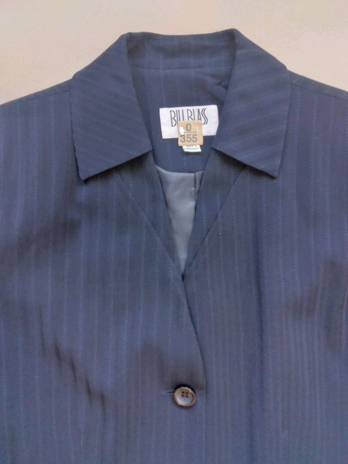 Bill Blass Womens Blazer Sz 14 Sport Jacket Dress Coat Navy w/ Pinstripes
