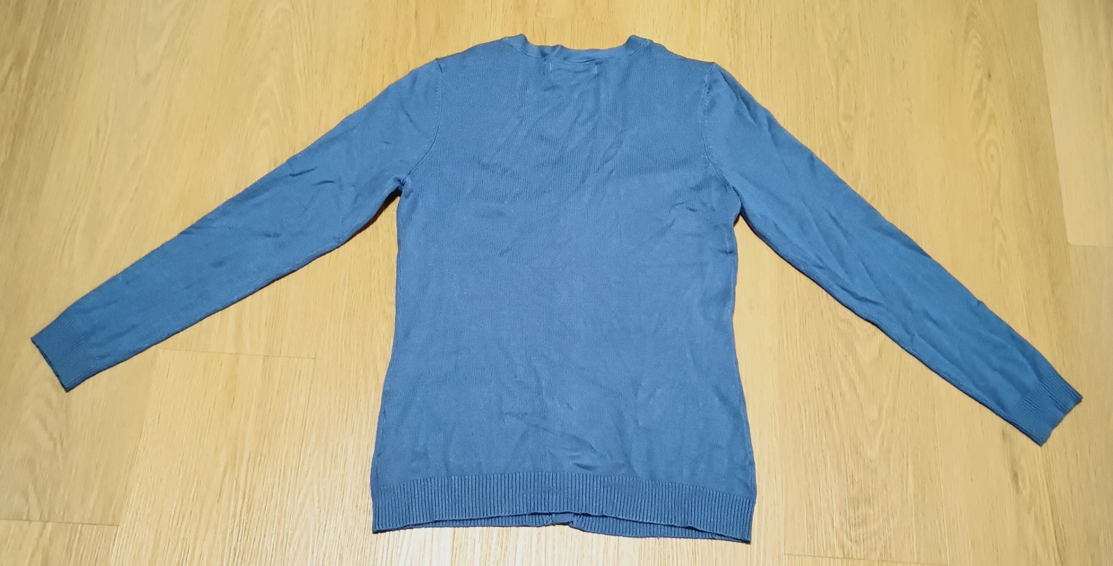 Vtg 80s YOUR SIXTH SENSE Stretch Viscose Cornflower Blue Cardigan Sweater S