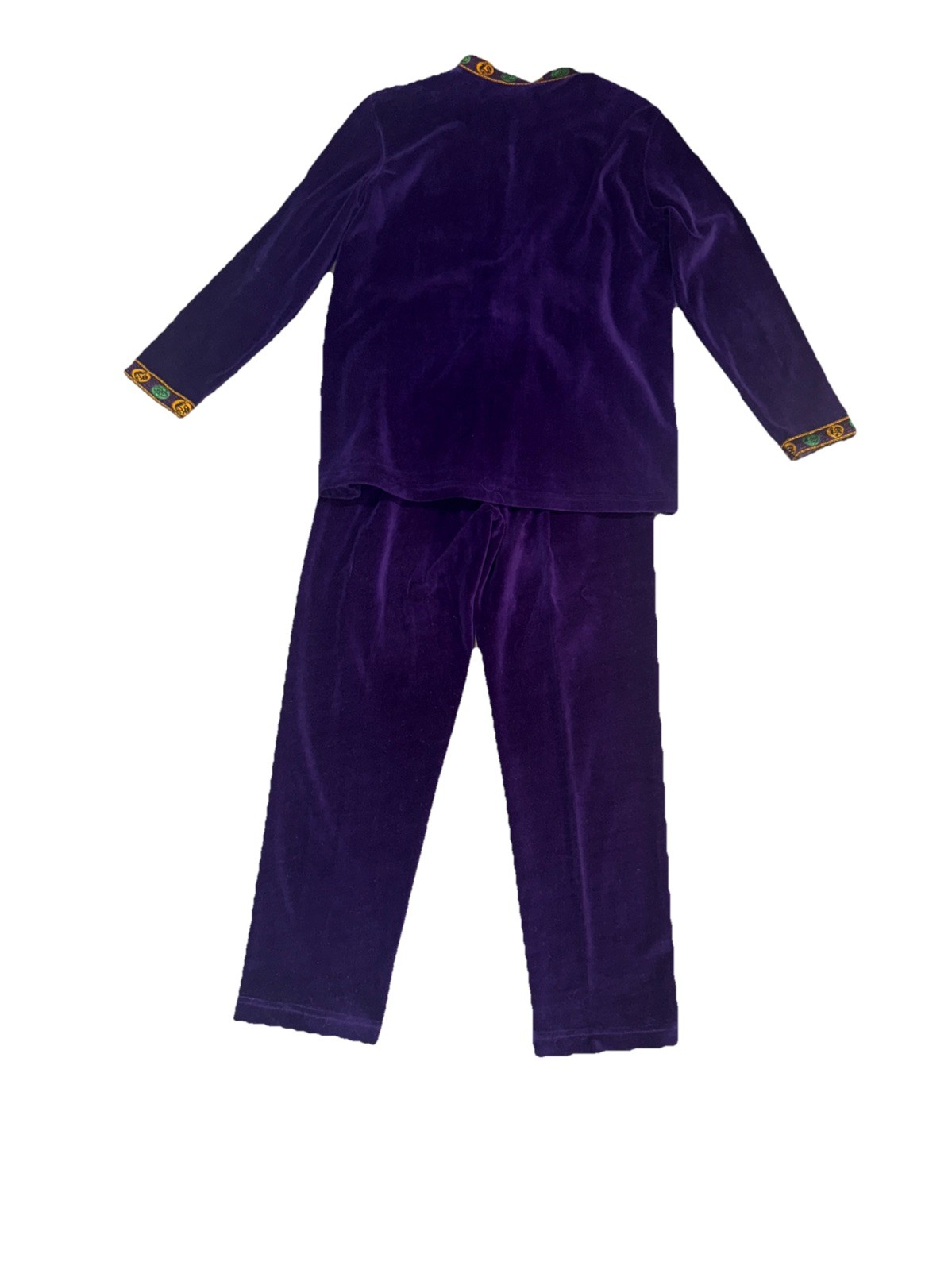 VTG Neiman Marcus velour Plush purple tunic pant suit lounge set size Medium
