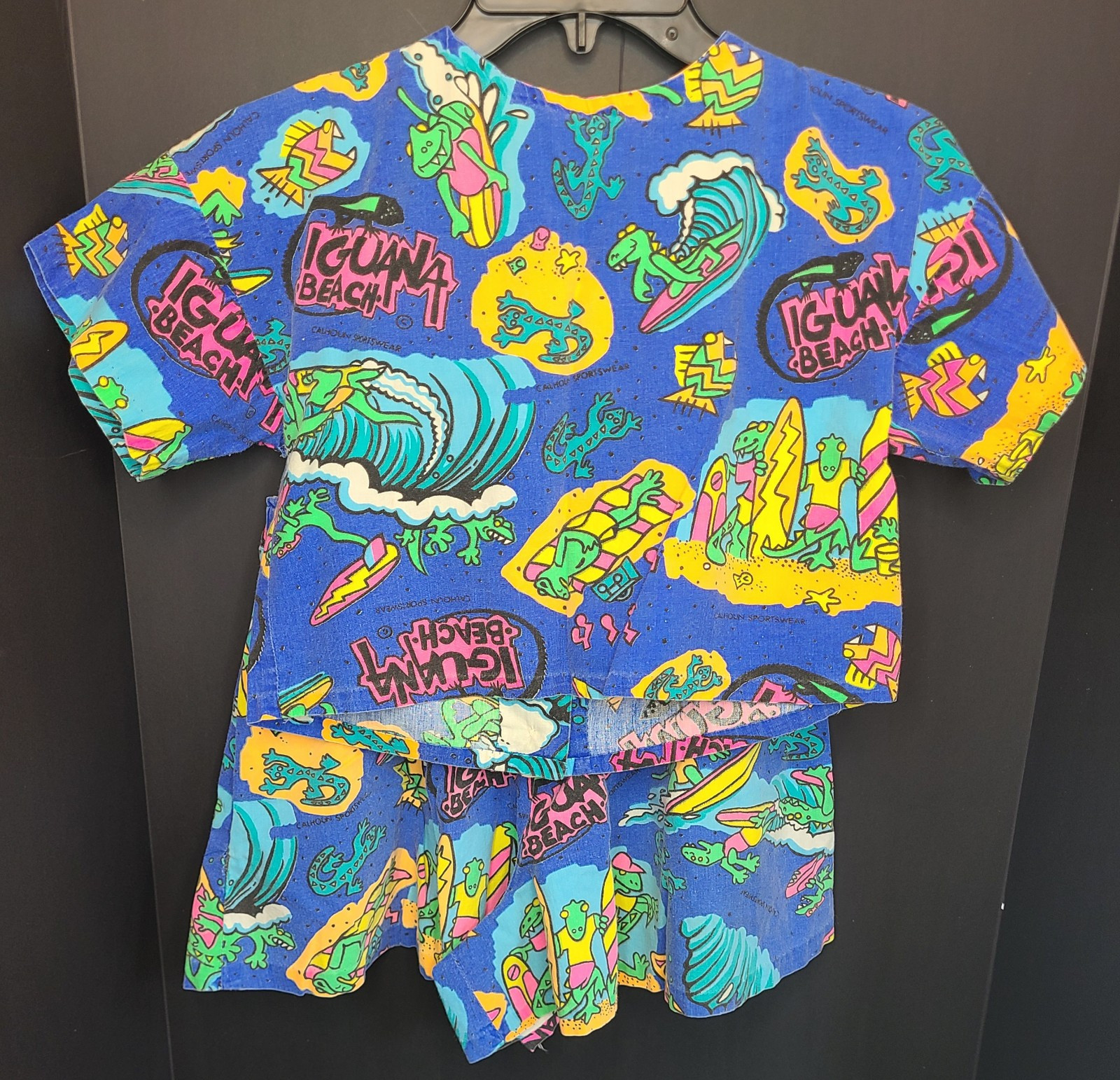 Vntg 90s Outfit Set Iguana Beach Soveneir Womans Small Girls Large Neon Colors