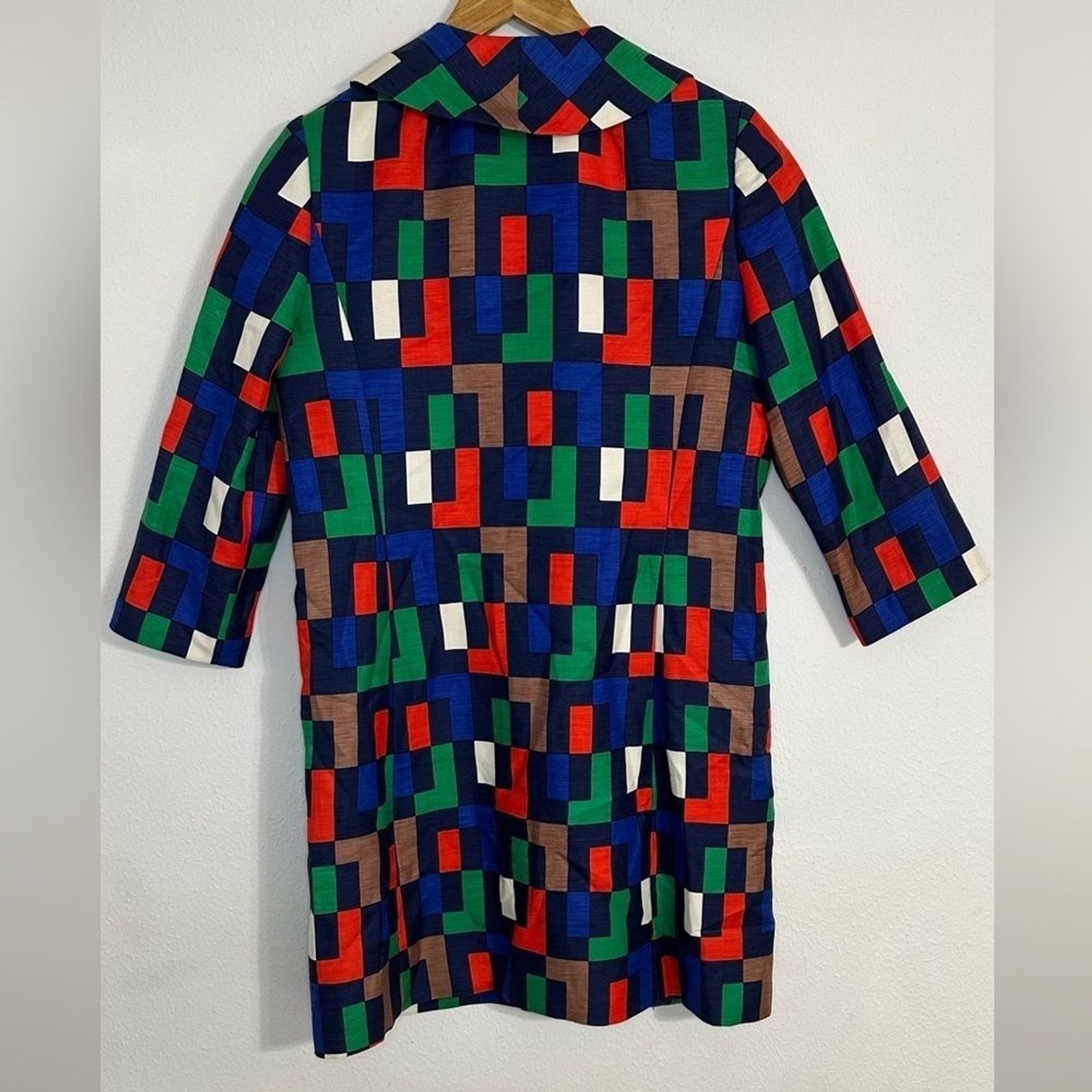 Milly of New York Silk Blend Colorful Block Pattern Trench Coat/Dress Size 4