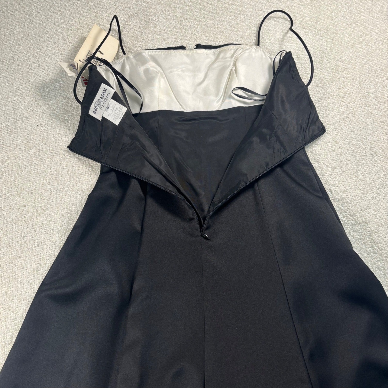 vintage 90s betsy & adam by jaslene elegant black white rhinestone dress NWT y2k
