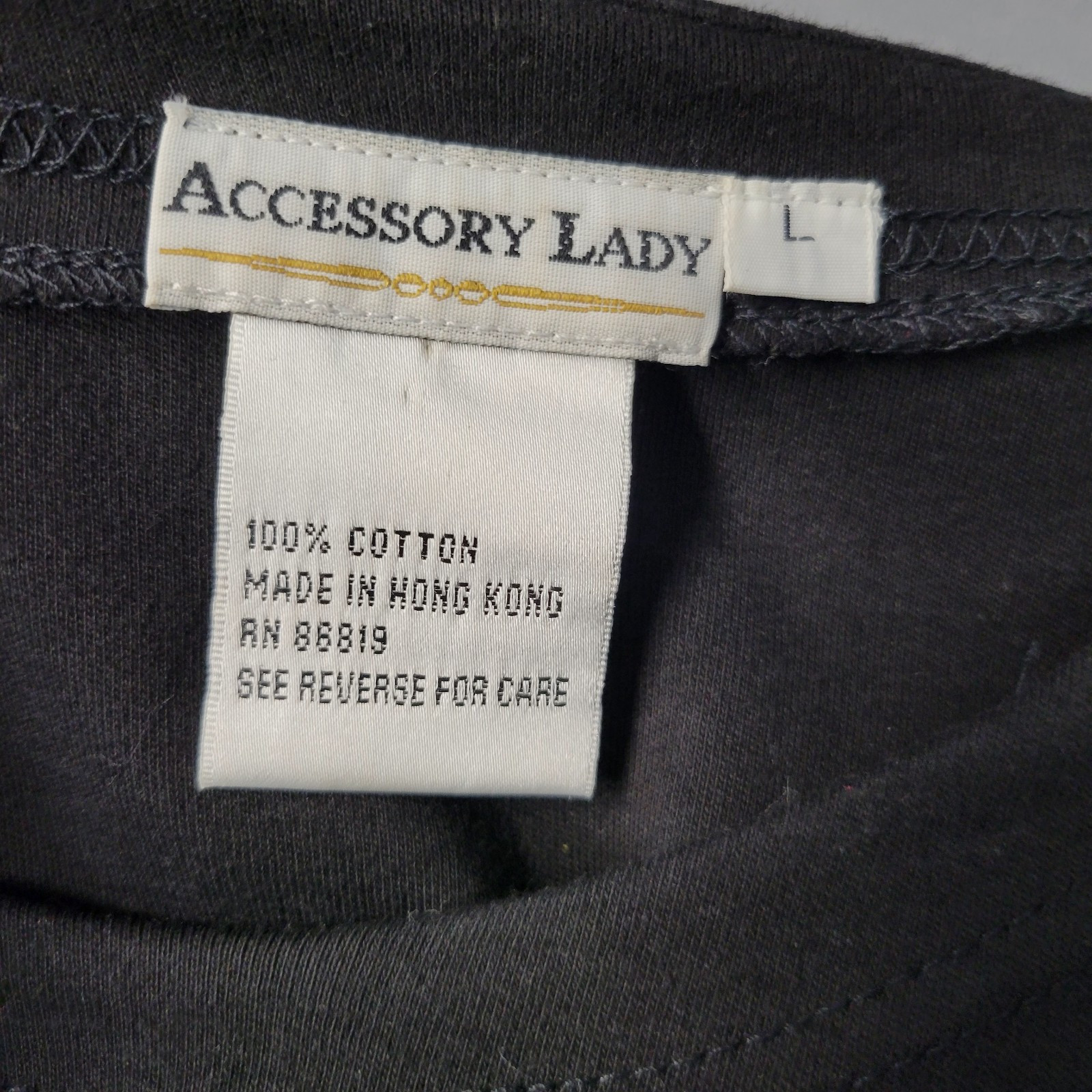 Vintage 80s Accessory Lady Top Womens L Black Fall Applique Embroidered Sequin