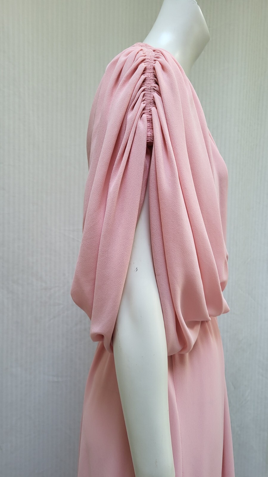 Vintage KAY KIPPS Pink Crepe Chiffon Draped Goddess Gown Dress – Size S – EUC