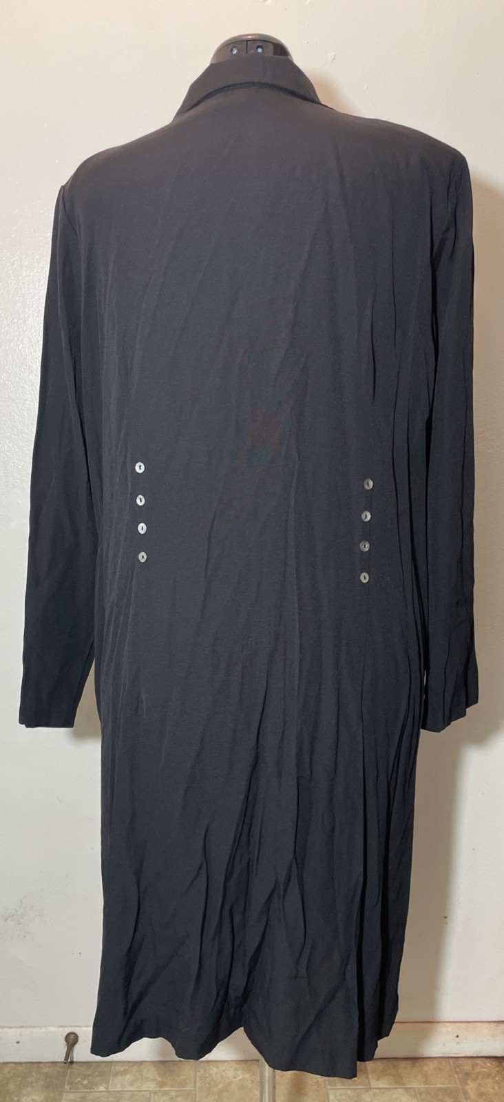 Vtg HHR 1980’s Black Popover Duster Jacket Split Front Lagenlook Midi Dress 3X
