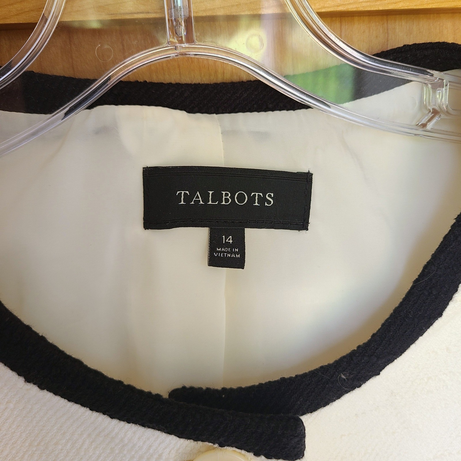 Talbots Sz 14 Cream Cotton Blend Quiet Luxury Old Money Long Line Dress Coat