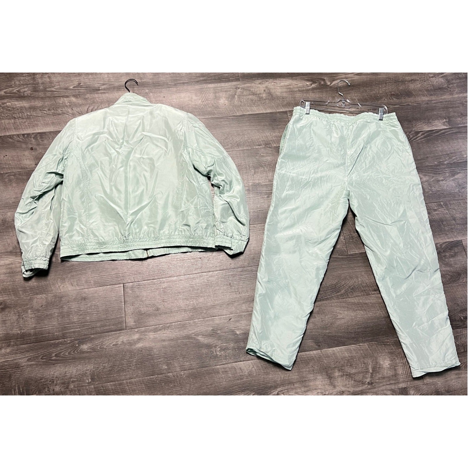 Vintage Hunt Club Petite Track Suit Women’s M Mint Green Zip Up Button Front