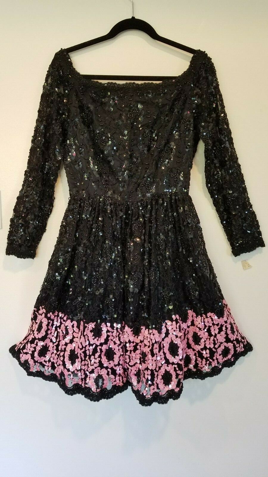 Bill Blass black and pink sequin evening dress-sz 8
