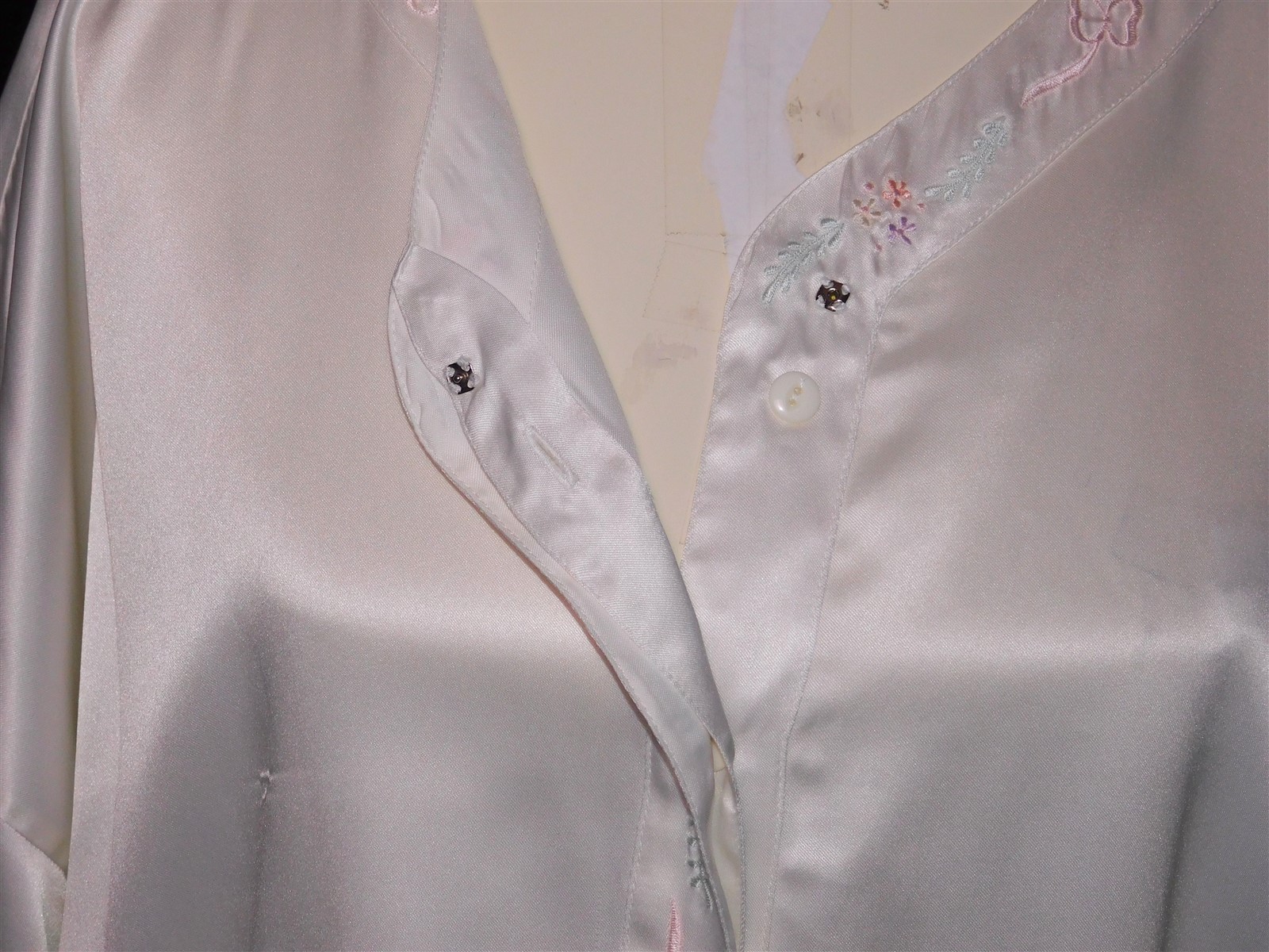 Vintage Women’s Etienne Pink Satin Embroidery Loungewear Nightgown Sz L