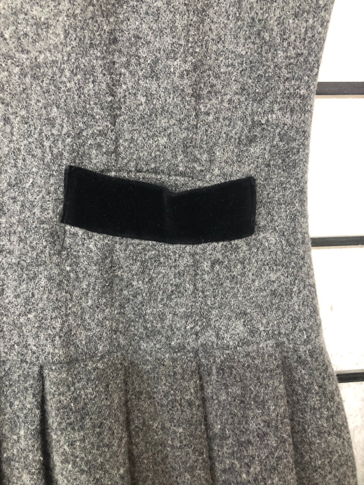 Vintage Gray Wool Jumper Vest Dress Velvet Accents Allen Solly Lolly Medium B2